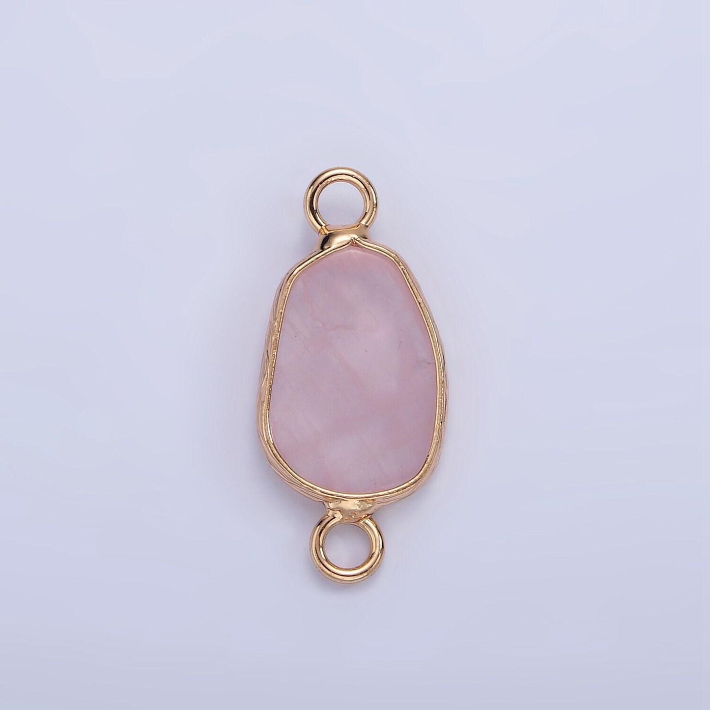 14k gold filled rose quartz, pink quartz, amethyst abstract oval bezel connector | g011 - g013