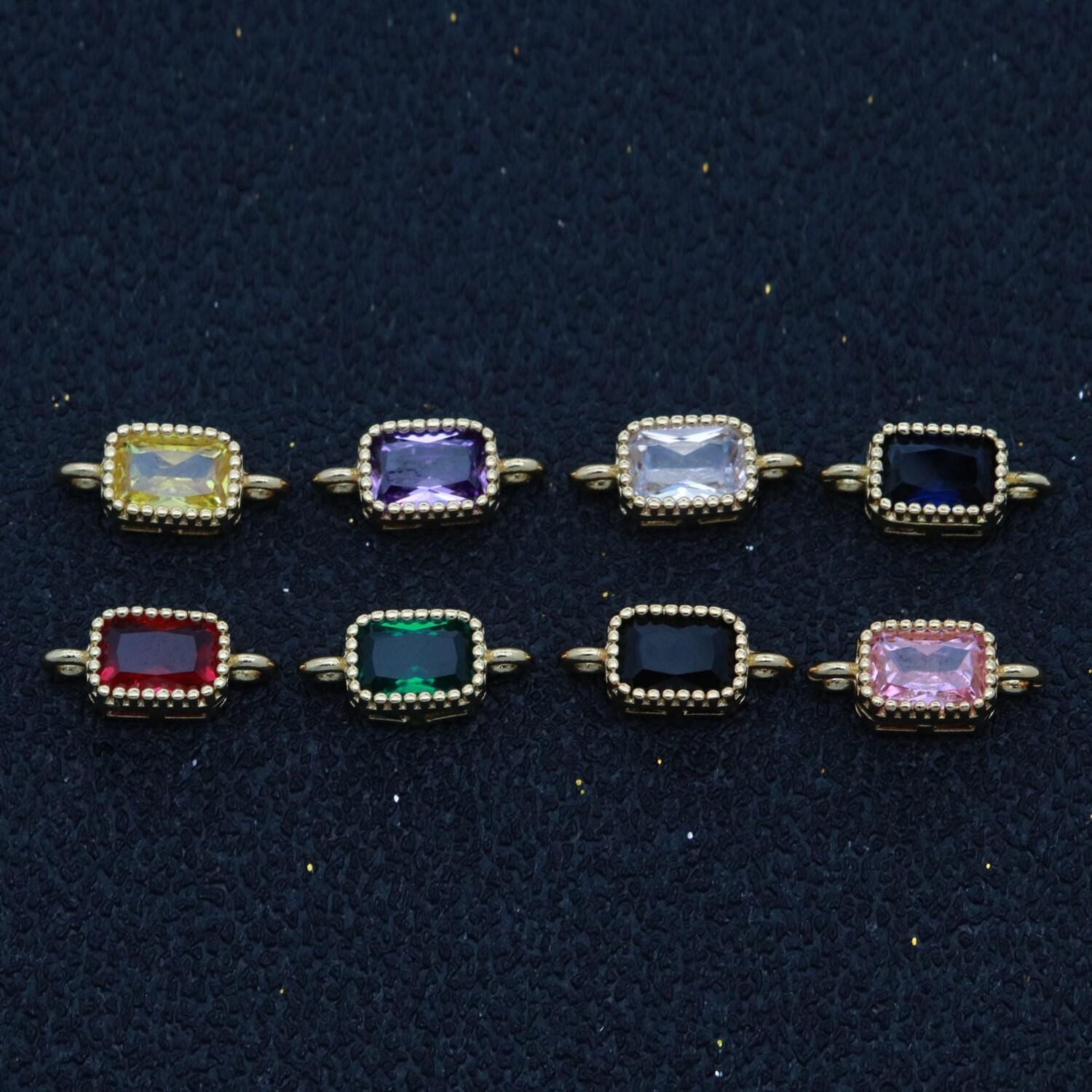 Rectangle solitaire cz gold connector square diamond cut dainty cubic zirconia connector for necklace bracelet supply f-916: f-923