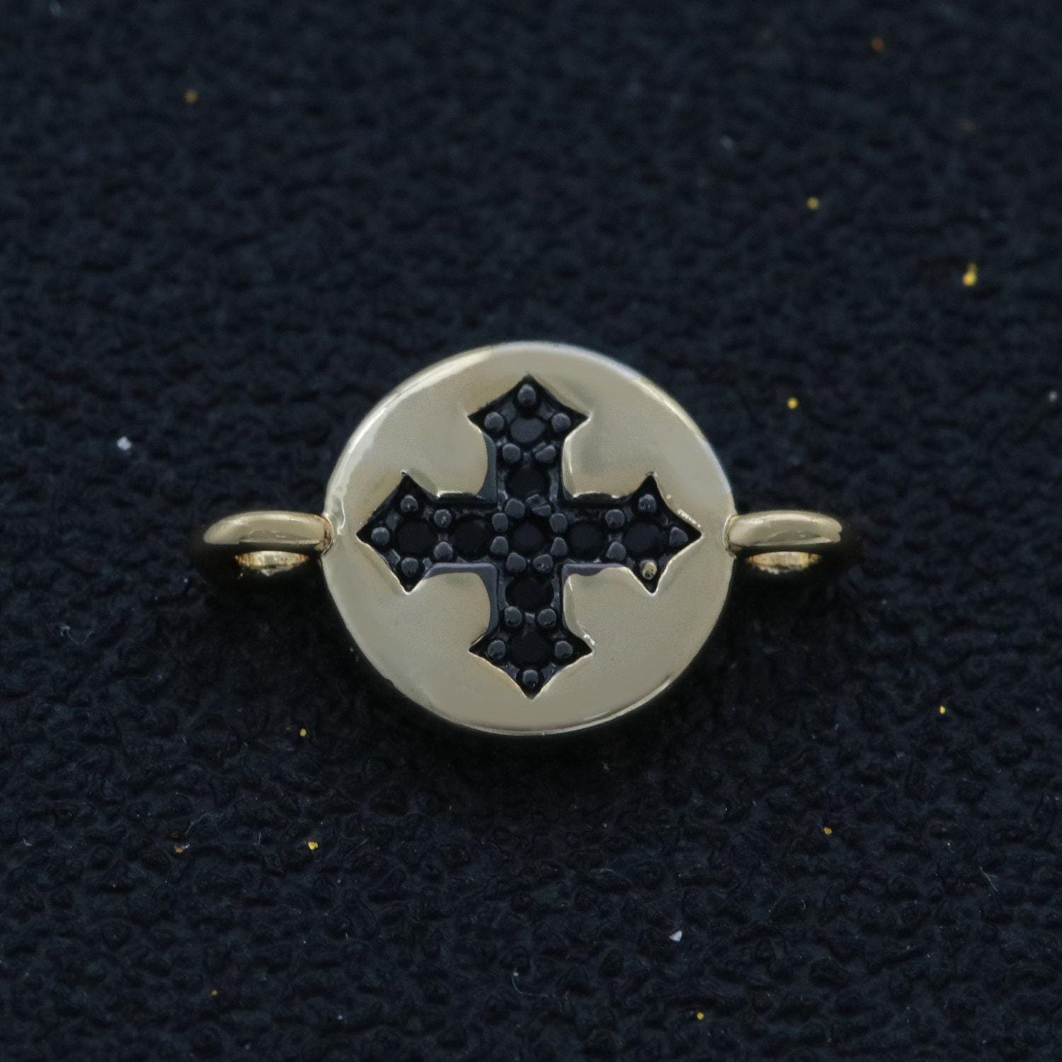 1pc gold filled round cz micro pave connector, cz heart, moon, star, lighting, cross bracelet connector making supply findings f-911- f-915