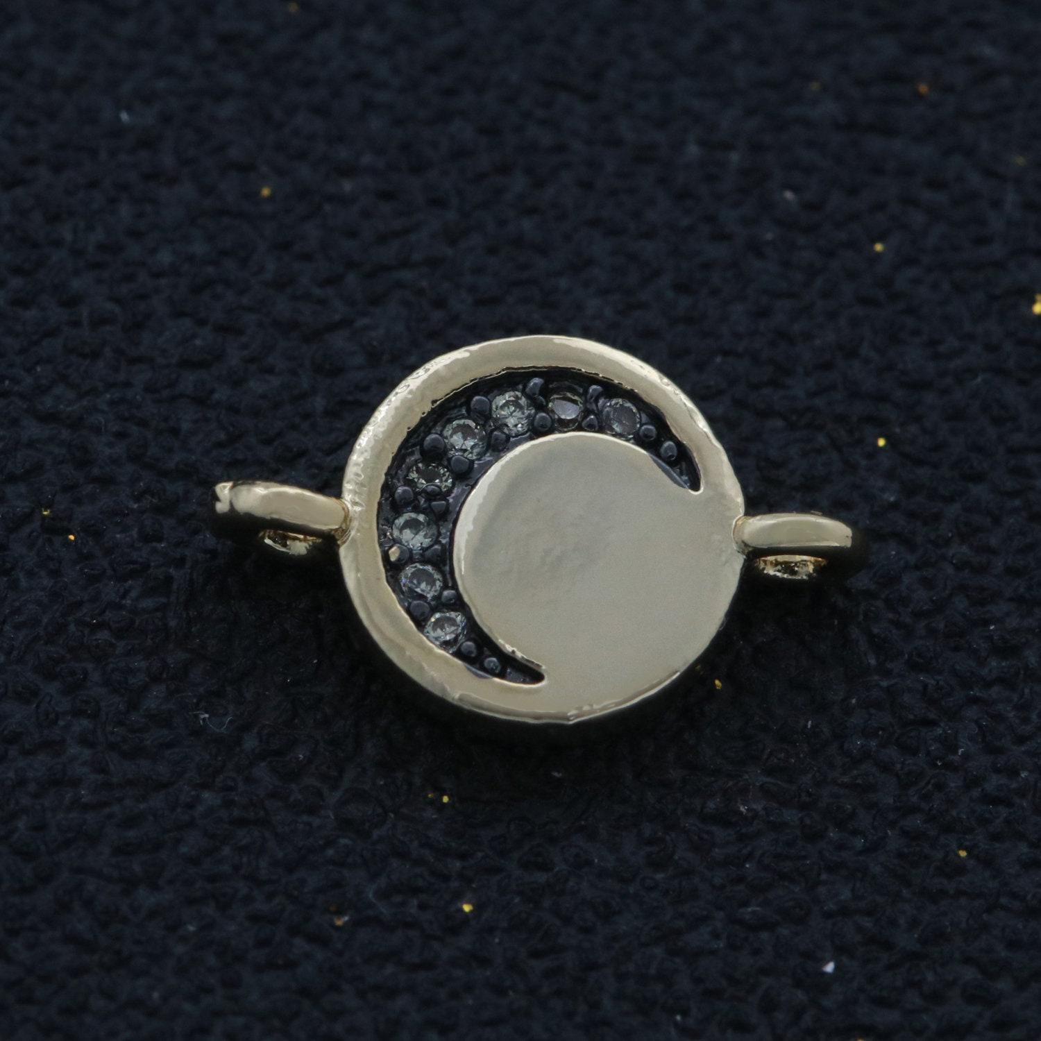 1pc gold filled round cz micro pave connector, cz heart, moon, star, lighting, cross bracelet connector making supply findings f-911- f-915
