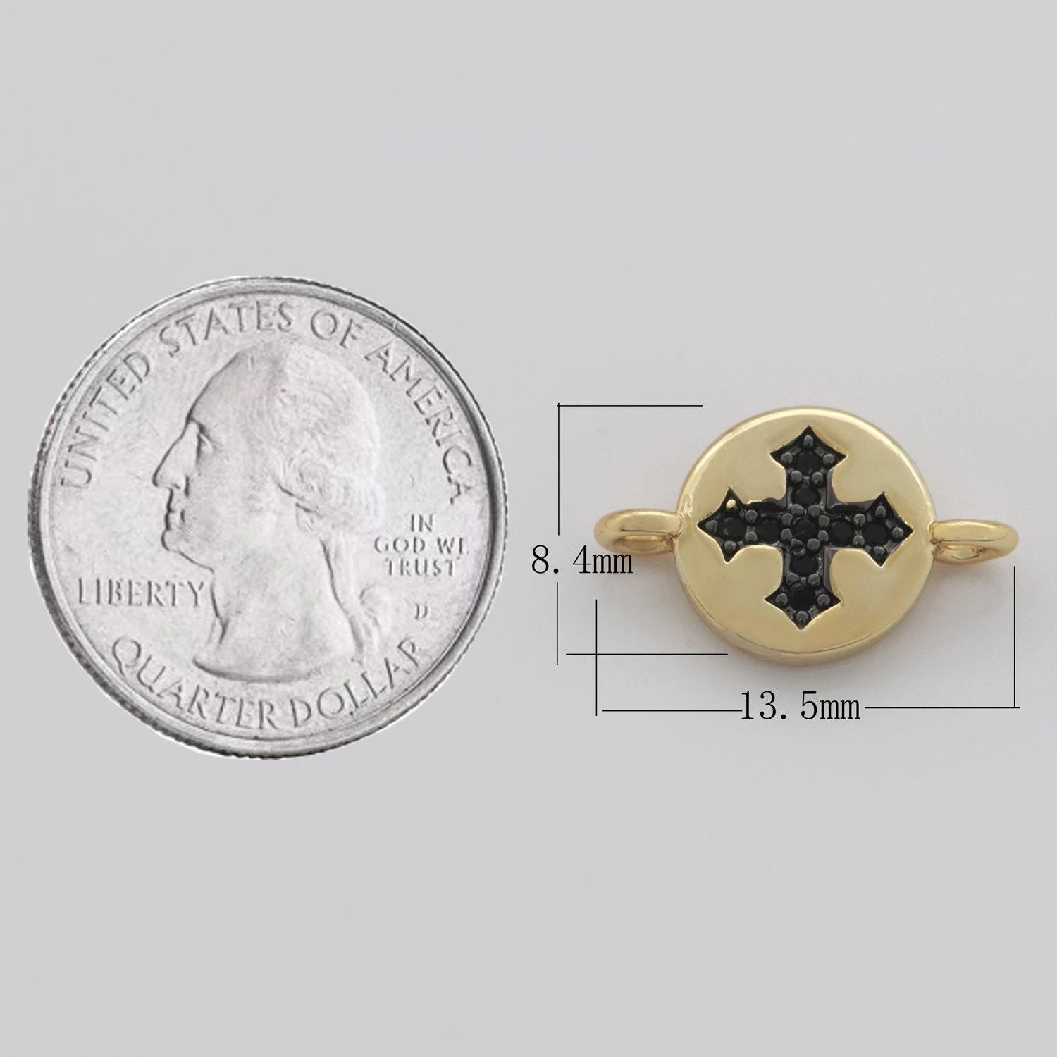 1pc gold filled round cz micro pave connector, cz heart, moon, star, lighting, cross bracelet connector making supply findings f-911- f-915