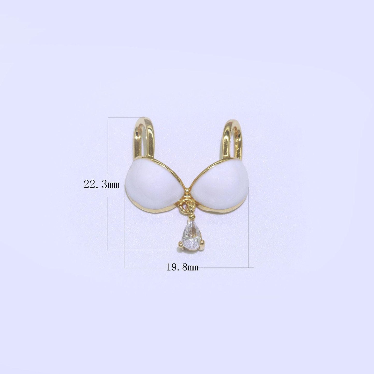 Dainty enamel bra charm cubic dangle tear drop shape pendant 14k gold filled bikini charm for statement minimalist necklace for women