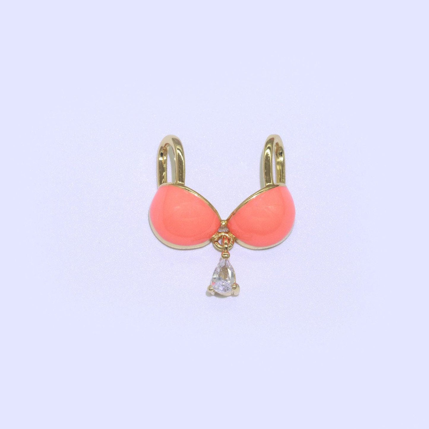 Dainty enamel bra charm cubic dangle tear drop shape pendant 14k gold filled bikini charm for statement minimalist necklace for women