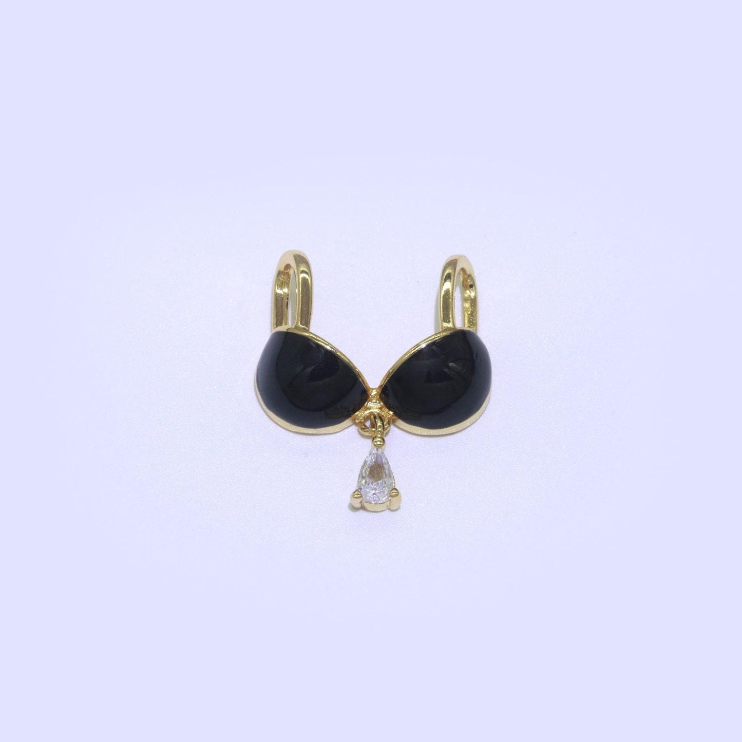 Dainty enamel bra charm cubic dangle tear drop shape pendant 14k gold filled bikini charm for statement minimalist necklace for women