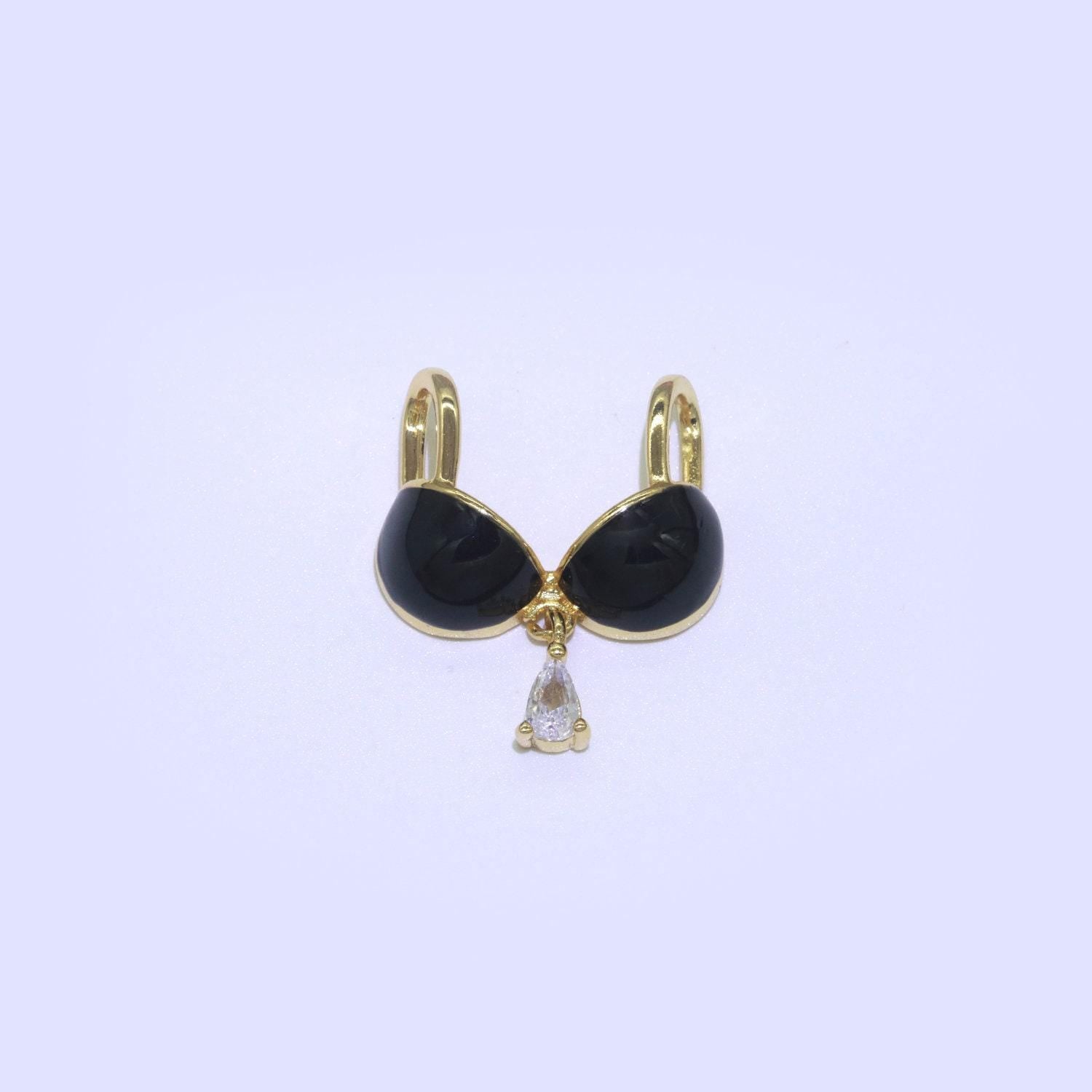 Dainty enamel bra charm cubic dangle tear drop shape pendant 14k gold filled bikini charm for statement minimalist necklace for women