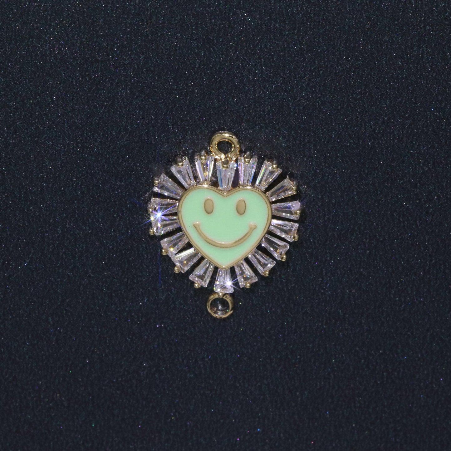Heart smile face charm cubic happy face pendant for necklace earring component enamel y2k jewelry trend white teal pink blue f-844