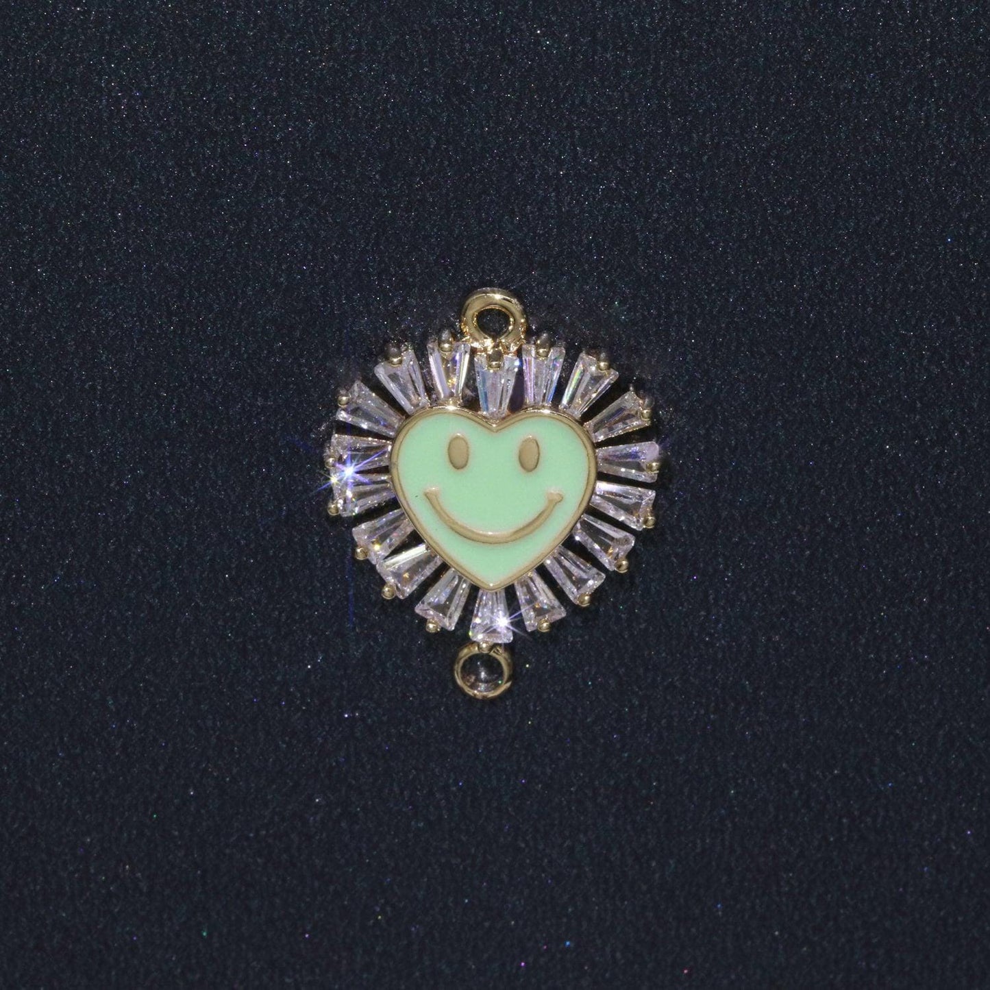 Heart smile face charm cubic happy face pendant for necklace earring component enamel y2k jewelry trend white teal pink blue f-844