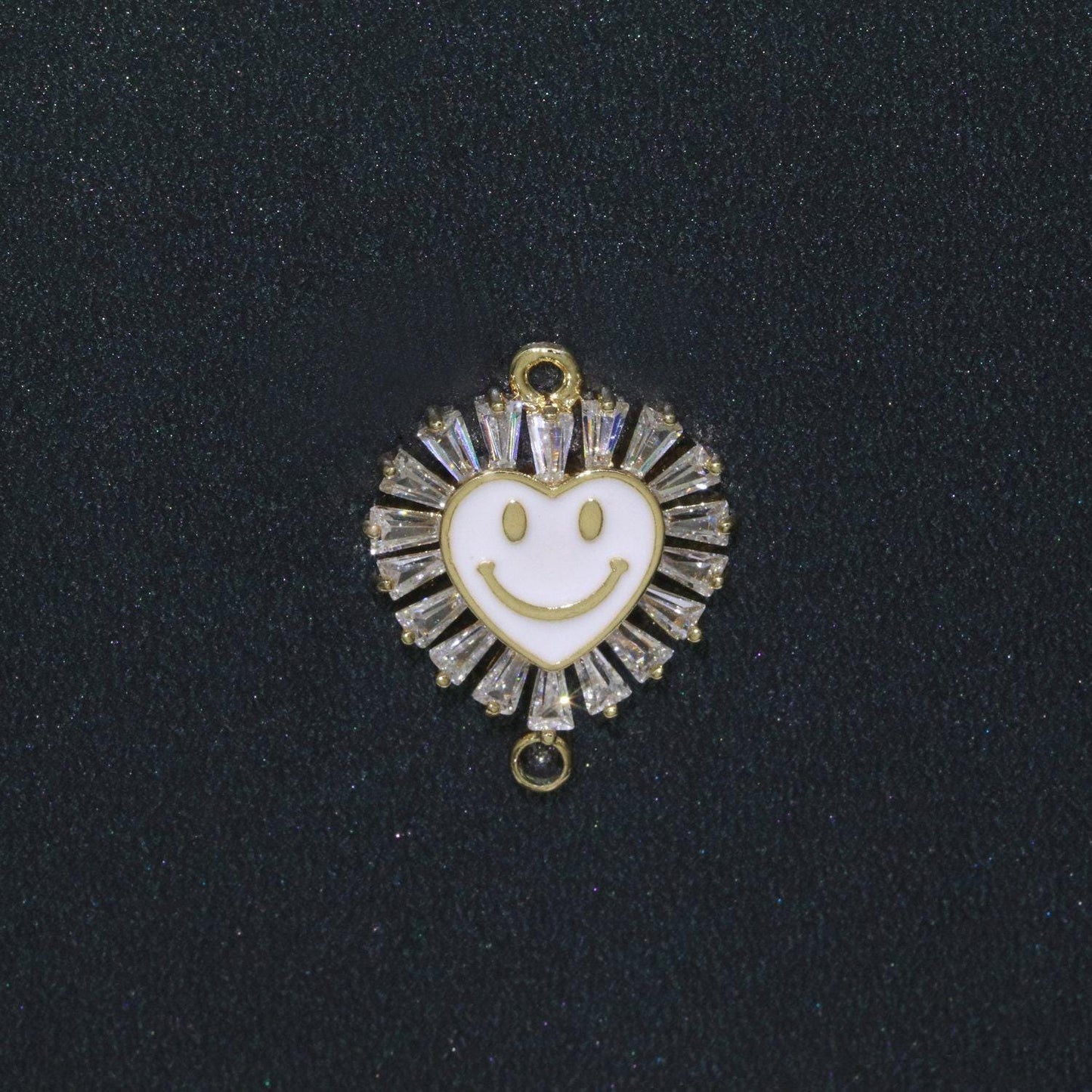 Heart smile face charm cubic happy face pendant for necklace earring component enamel y2k jewelry trend white teal pink blue f-844