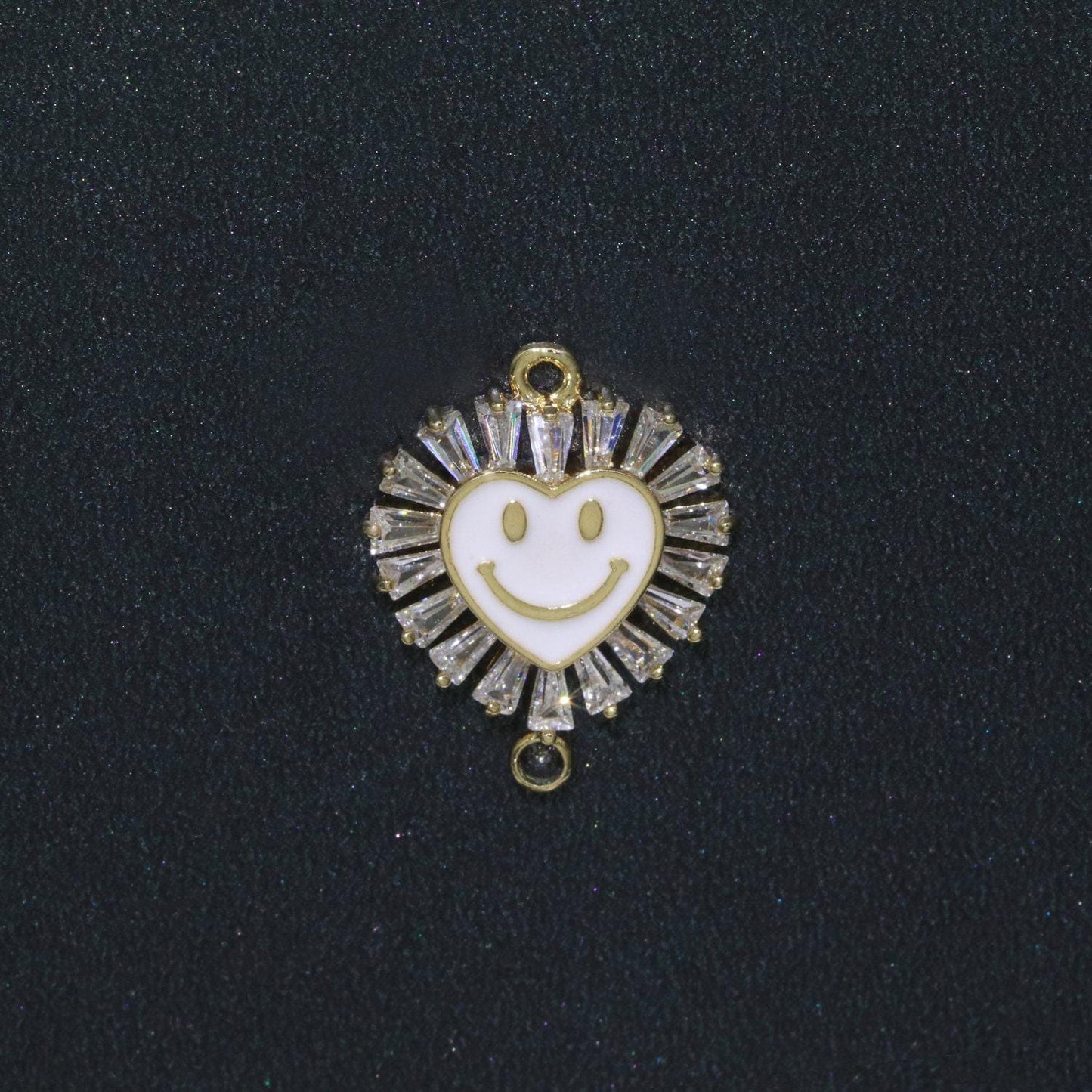 Heart smile face charm cubic happy face pendant for necklace earring component enamel y2k jewelry trend white teal pink blue f-844