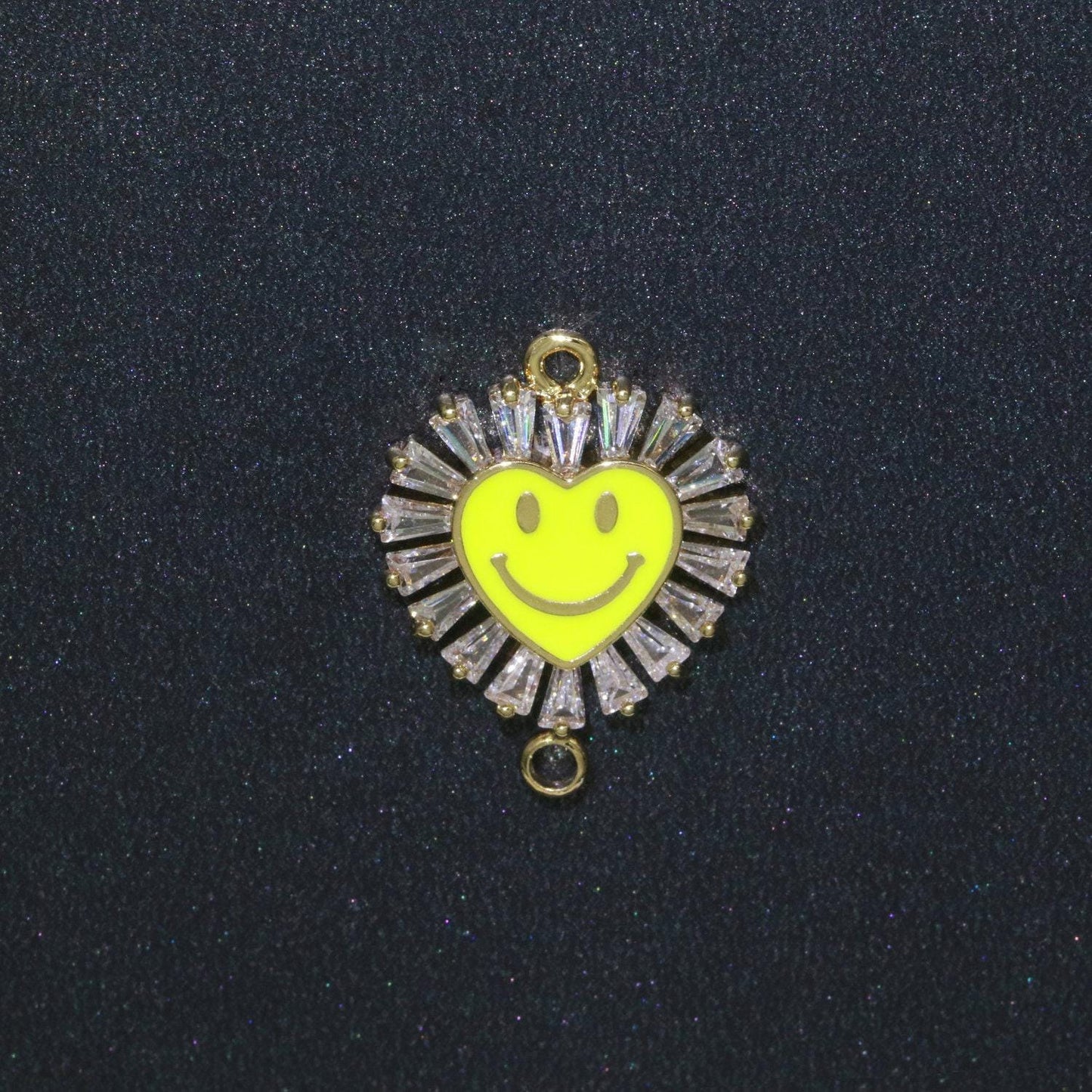 Heart smile face charm cubic happy face pendant for necklace earring component enamel y2k jewelry trend white teal pink blue f-844
