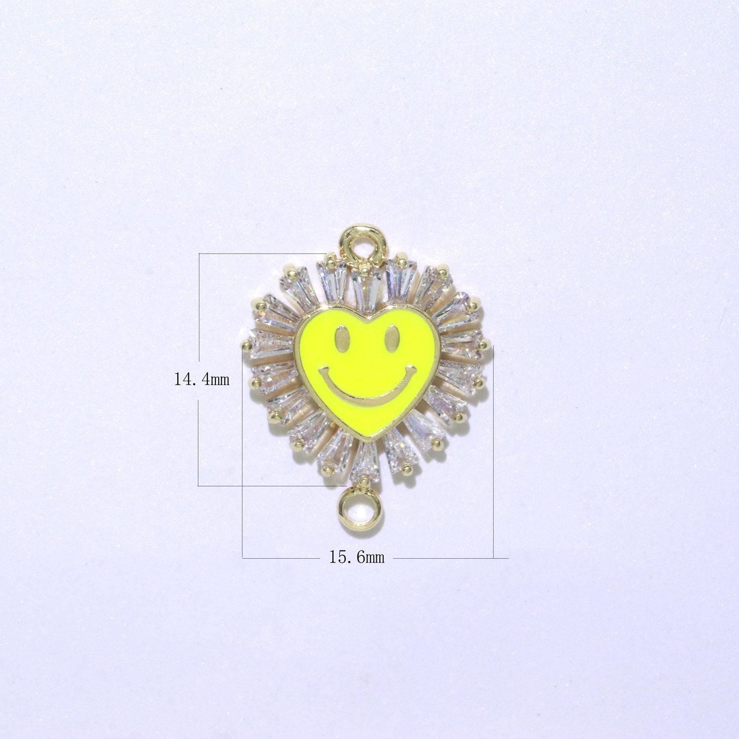 Heart smile face charm cubic happy face pendant for necklace earring component enamel y2k jewelry trend white teal pink blue f-844