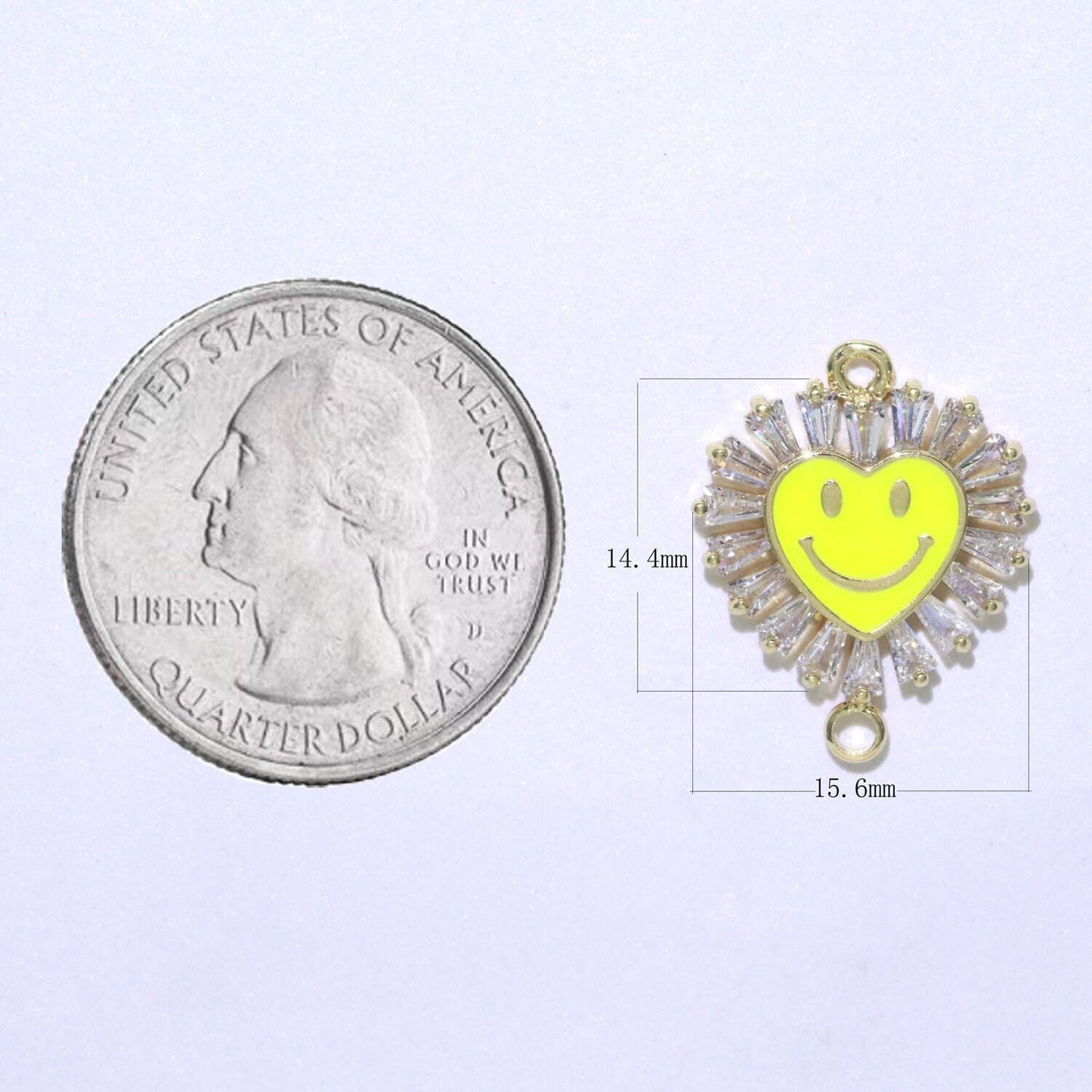 Heart smile face charm cubic happy face pendant for necklace earring component enamel y2k jewelry trend white teal pink blue f-844