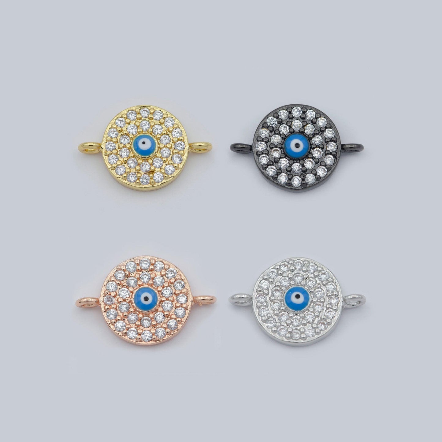 1pc gold filled evil eye cz micro pave connector, cz micro pave eye bracelet connector, for bracelet making supply findings