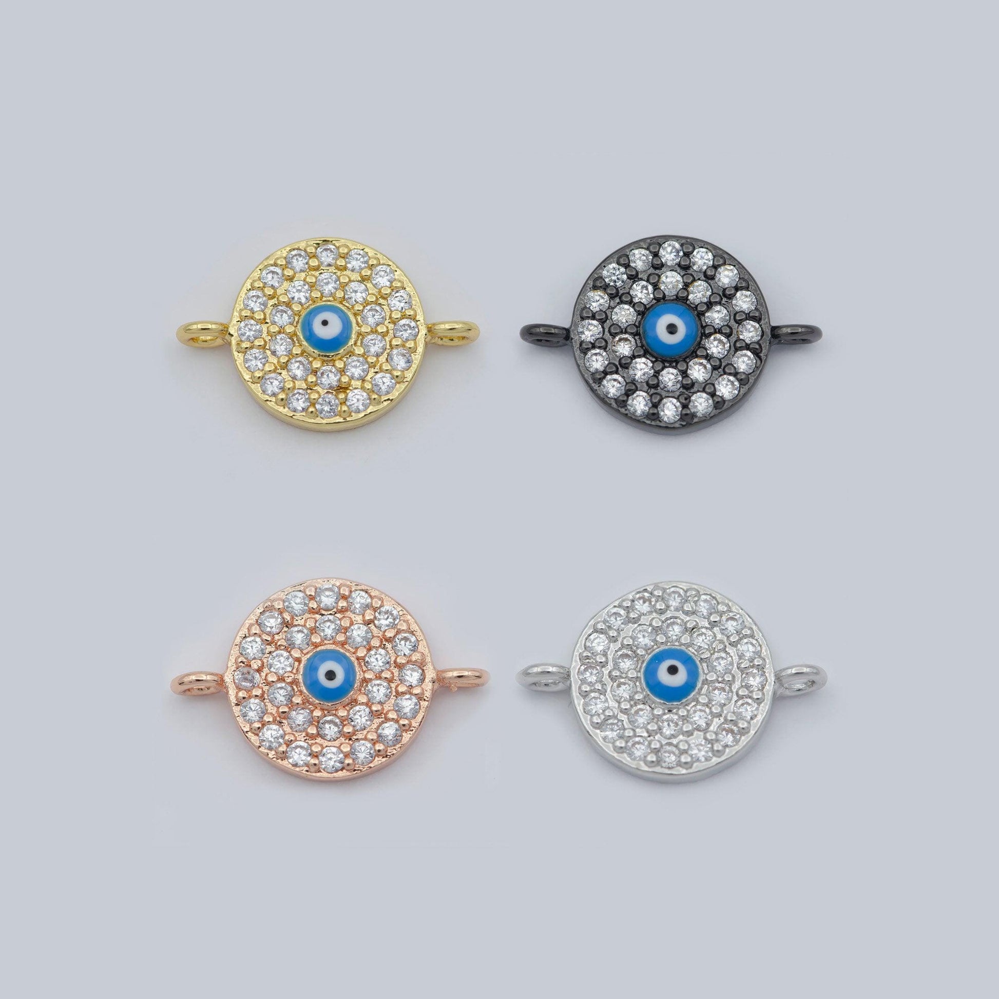 1pc gold filled evil eye cz micro pave connector, cz micro pave eye bracelet connector, for bracelet making supply findings