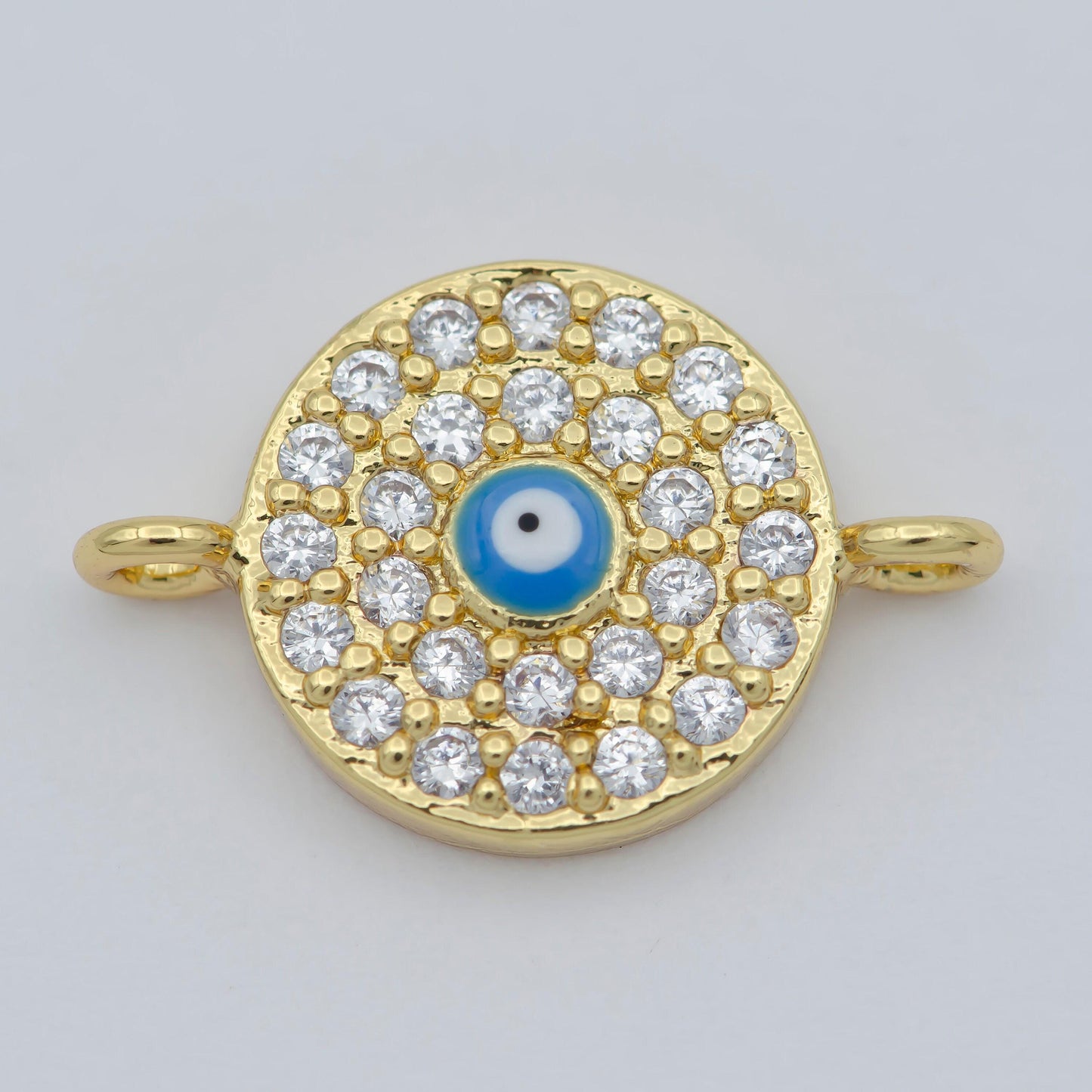 1pc gold filled evil eye cz micro pave connector, cz micro pave eye bracelet connector, for bracelet making supply findings