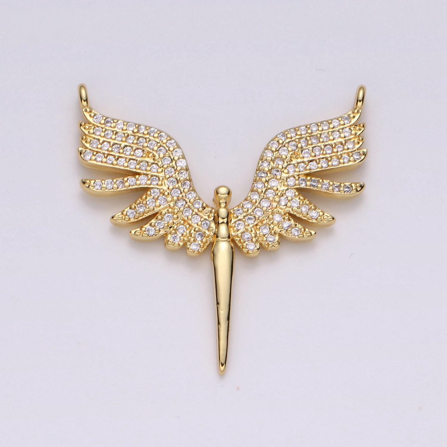24k gold cubic angel wing heart charms gold star charm celestial jewelry making supply
