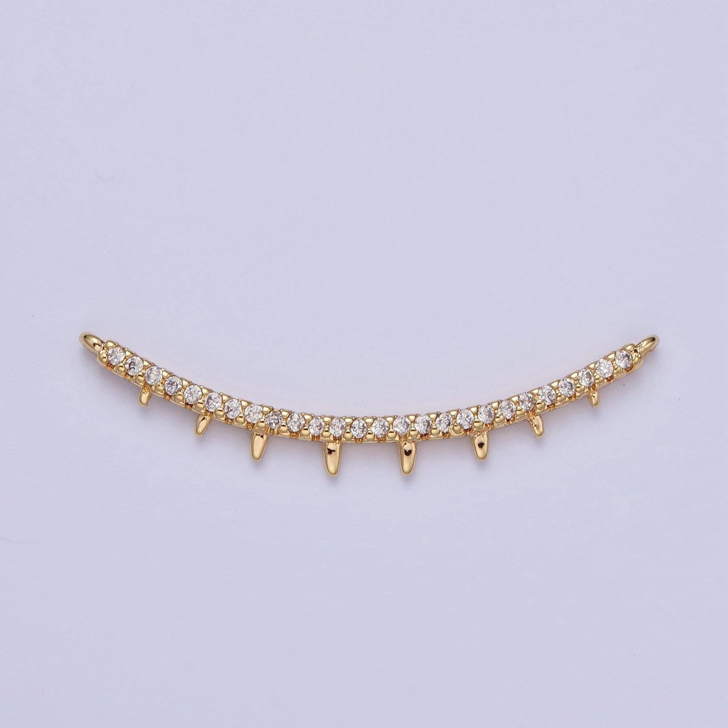 Gold cz paved connectors, charm cubic micro paved curved rows of diamond cz jewelry craft supply diybracelet & neckalace