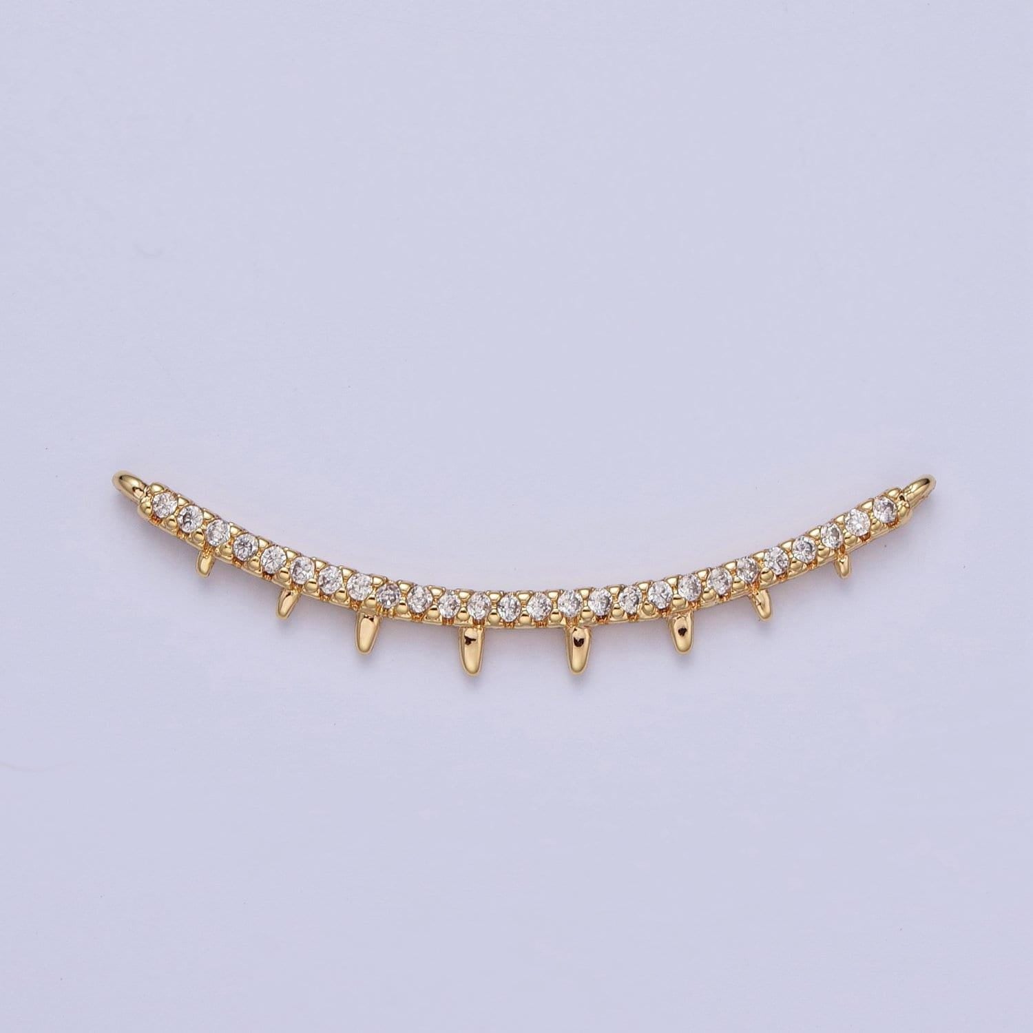 Gold cz paved connectors, charm cubic micro paved curved rows of diamond cz jewelry craft supply diybracelet & neckalace