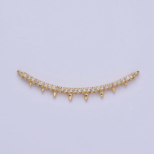 Gold cz paved connectors, charm cubic micro paved curved rows of diamond cz jewelry craft supply diybracelet & neckalace