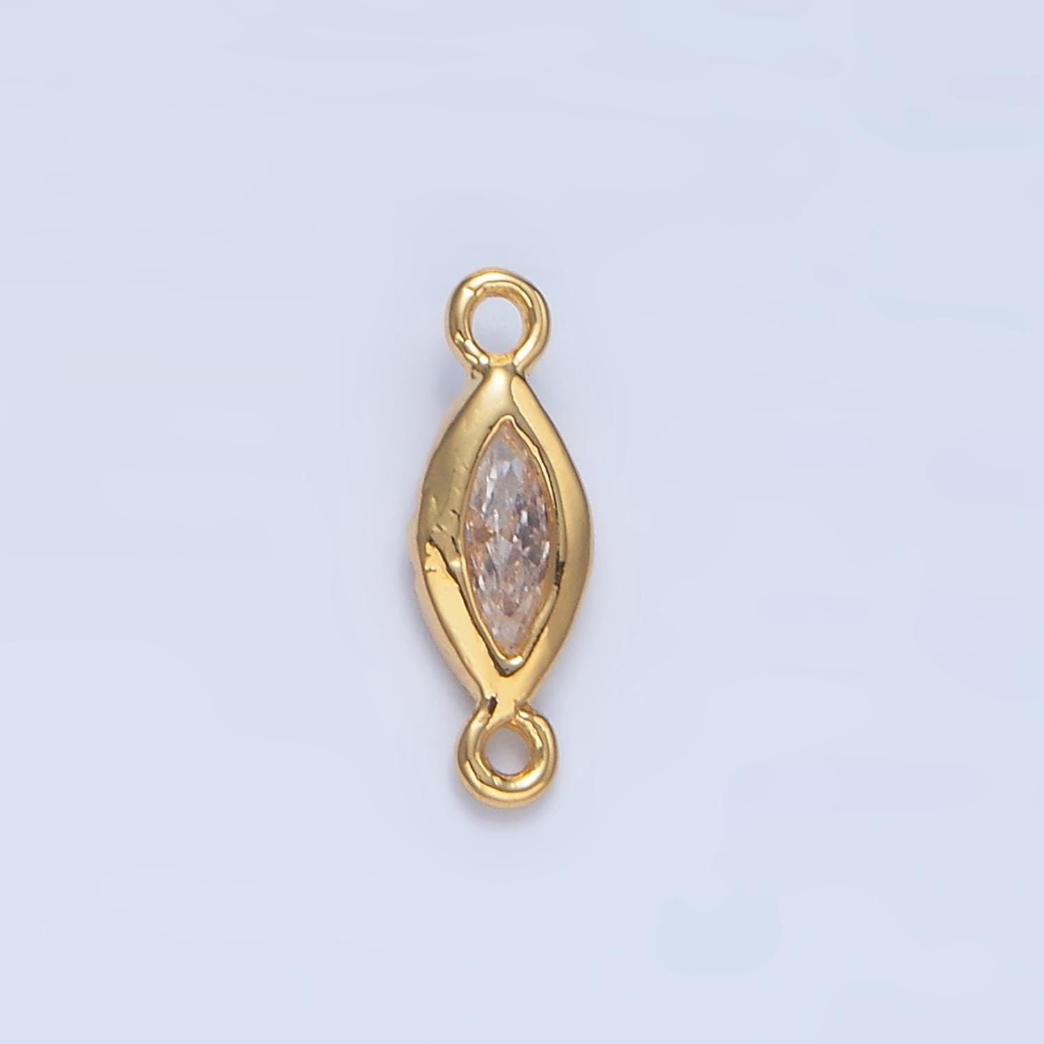 Mini marquise clear cz 24k gold filled charm connector | f-667