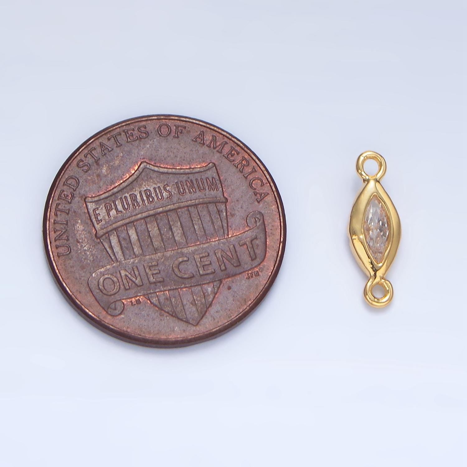 Mini marquise clear cz 24k gold filled charm connector | f-667