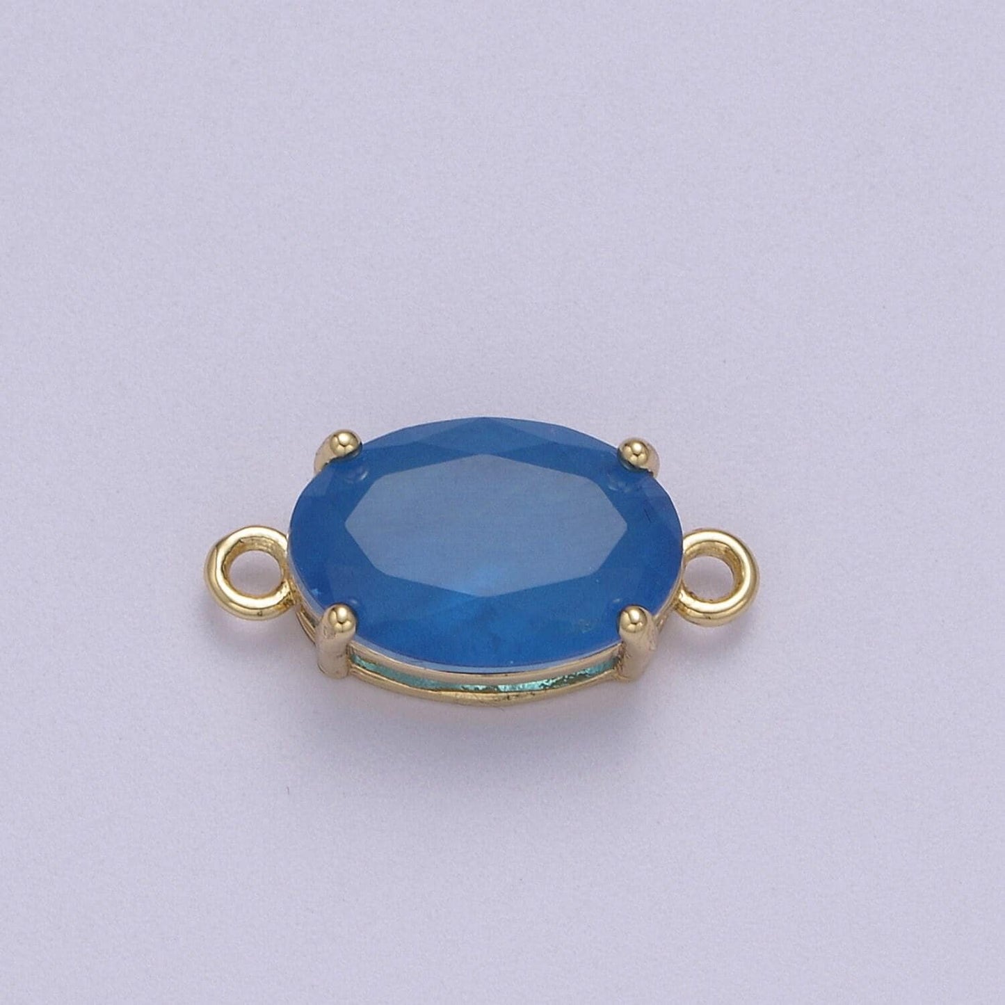 Oval solitaire cz birthstone charm connector geometric diamond cut dainty cubic zirconia connector for necklace earring supply f-661~ f-672