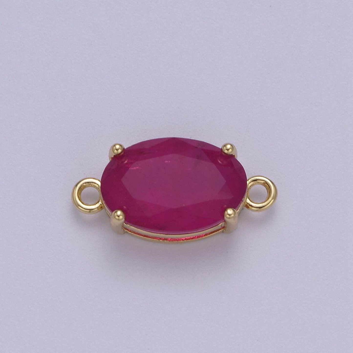 Oval solitaire cz birthstone charm connector geometric diamond cut dainty cubic zirconia connector for necklace earring supply f-661~ f-672
