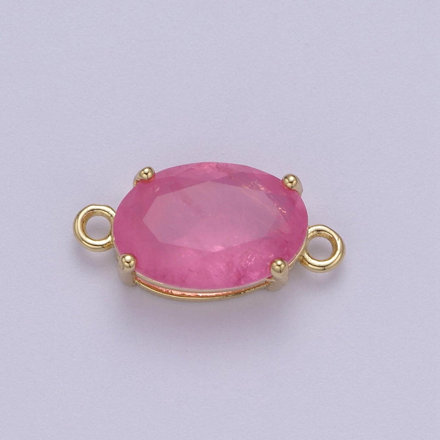 Oval solitaire cz birthstone charm connector geometric diamond cut dainty cubic zirconia connector for necklace earring supply f-661~ f-672
