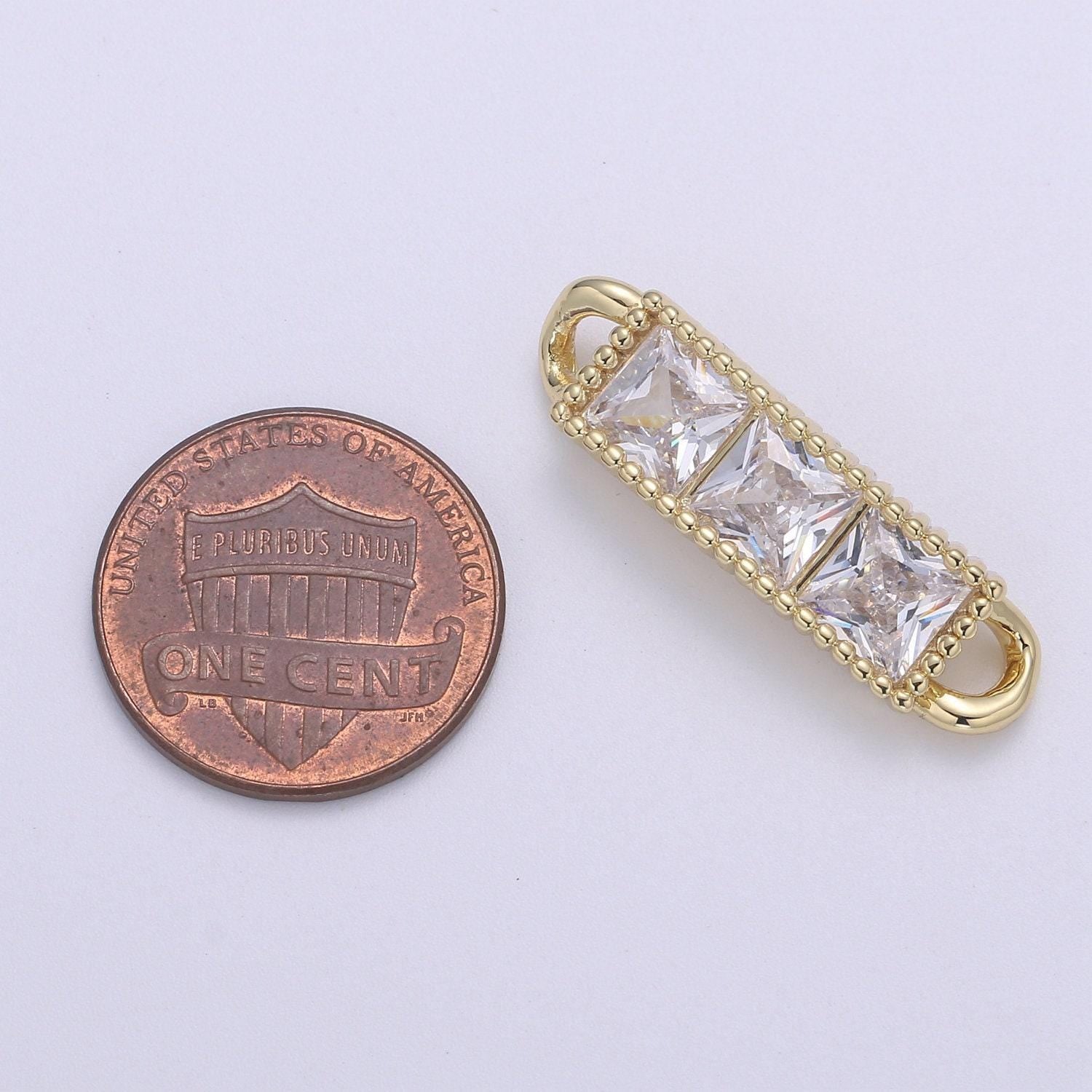 14k gold cz paved connectors, charm cubic micro paved, rows of diamond cut cz jewelry craft supply, diy bracelet & neckalace,cogf-643