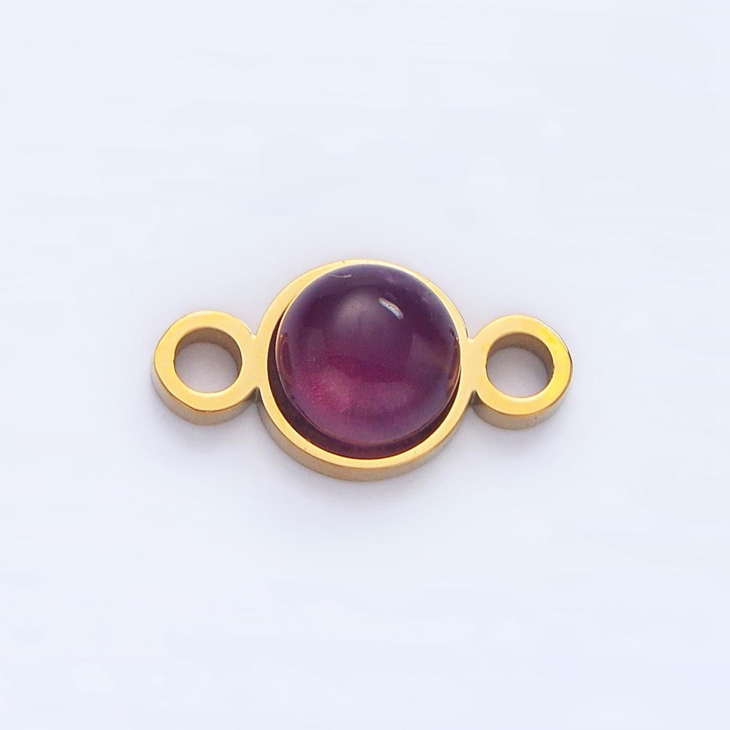 24k gold filled 7mm natural gemstone minimalist charm connector amethyst howlite, moonstone, jade stone conenctor| f569