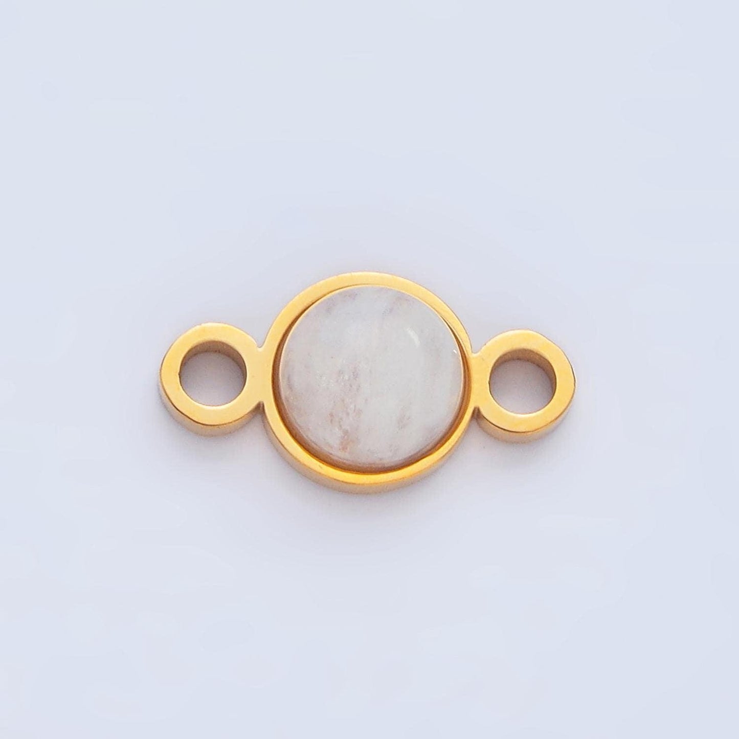 24k gold filled 7mm natural gemstone minimalist charm connector amethyst howlite, moonstone, jade stone conenctor| f569