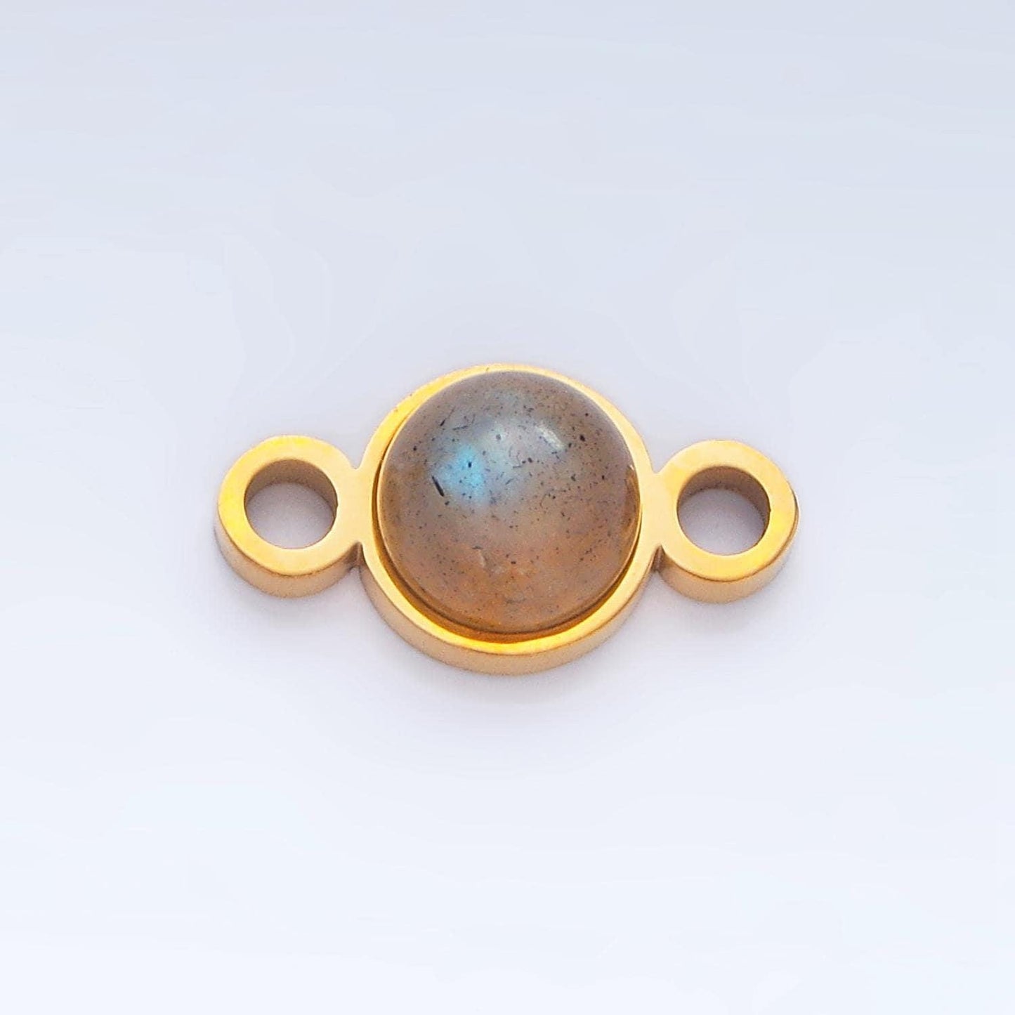 24k gold filled 7mm natural gemstone minimalist charm connector amethyst howlite, moonstone, jade stone conenctor| f569