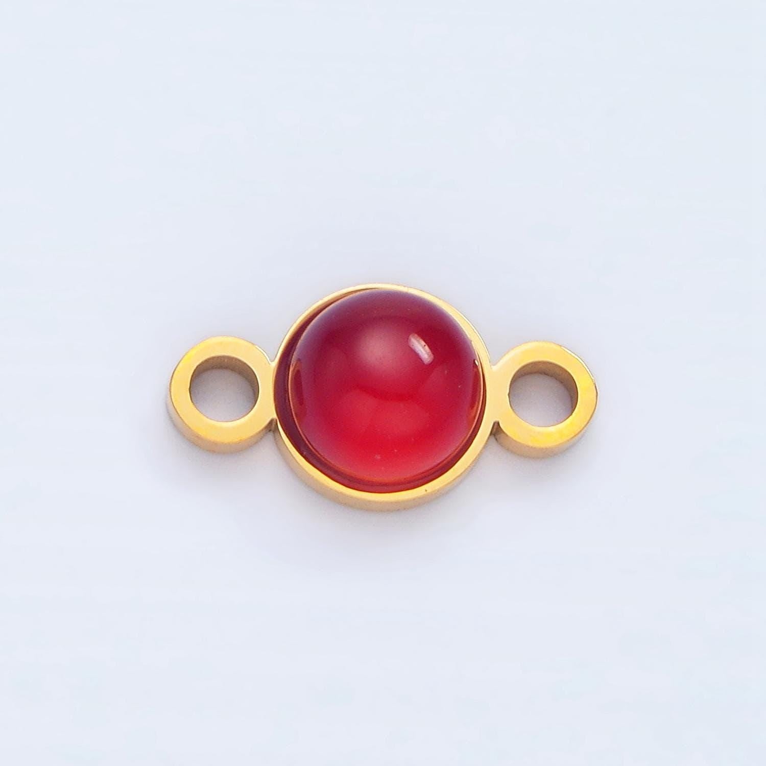24k gold filled 7mm natural gemstone minimalist charm connector amethyst howlite, moonstone, jade stone conenctor| f569