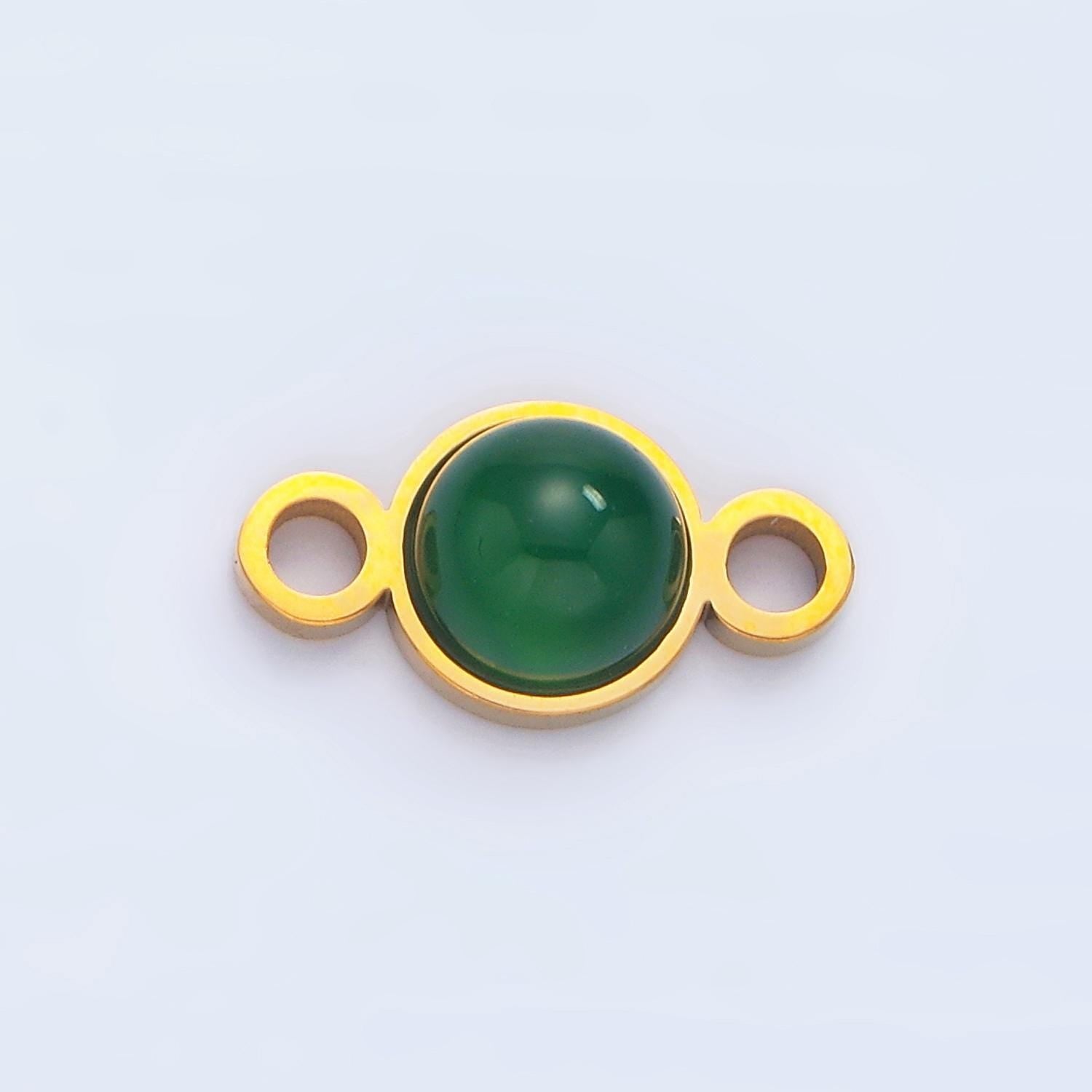 24k gold filled 7mm natural gemstone minimalist charm connector amethyst howlite, moonstone, jade stone conenctor| f569