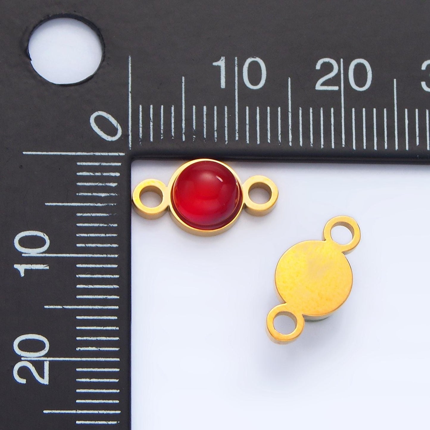 24k gold filled 7mm natural gemstone minimalist charm connector amethyst howlite, moonstone, jade stone conenctor| f569