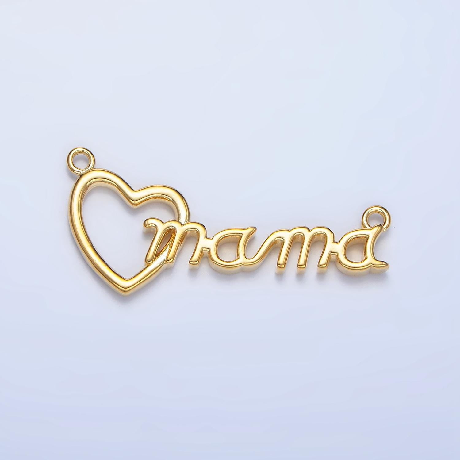 Mama word charm connector, dainty letter pendant bracelet necklace component for jewelry making supply double bail charm f526