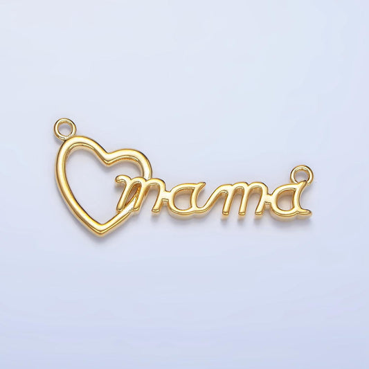 Mama word charm connector, dainty letter pendant bracelet necklace component for jewelry making supply double bail charm f526