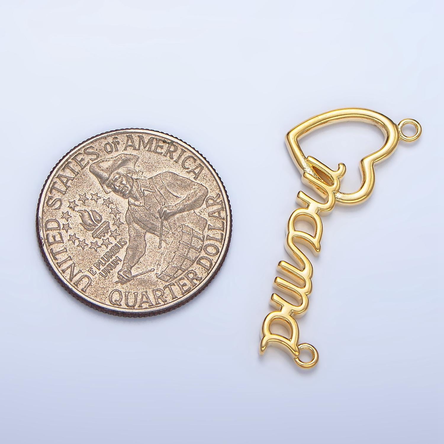 Mama word charm connector, dainty letter pendant bracelet necklace component for jewelry making supply double bail charm f526