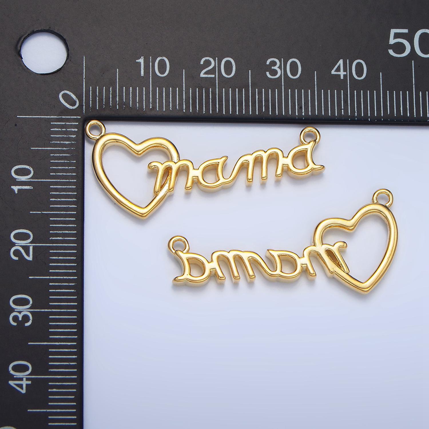 Mama word charm connector, dainty letter pendant bracelet necklace component for jewelry making supply double bail charm f526