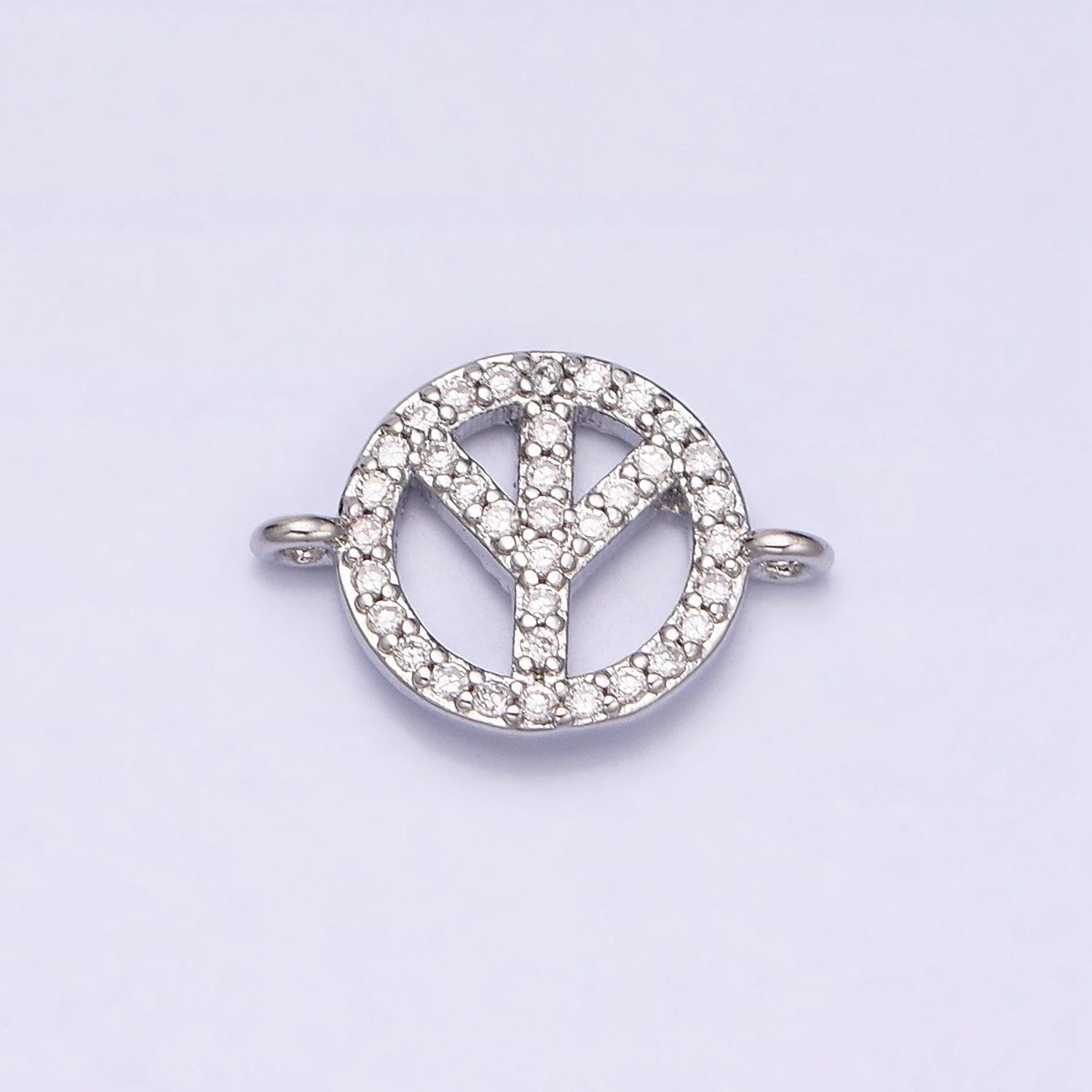 Peace sign charm, gold peace sign, micro pave charms, gold charms, peace symbol, pave pendants, cubic peace bracelet connector f-505