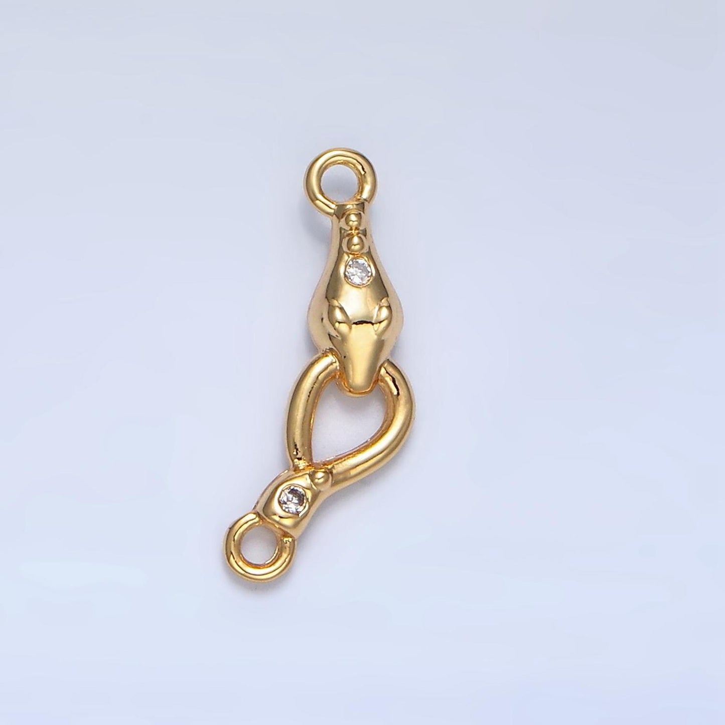 Mini gold cz snake charm connector, 14k gold filled clear micro paved cz snake link connector f499