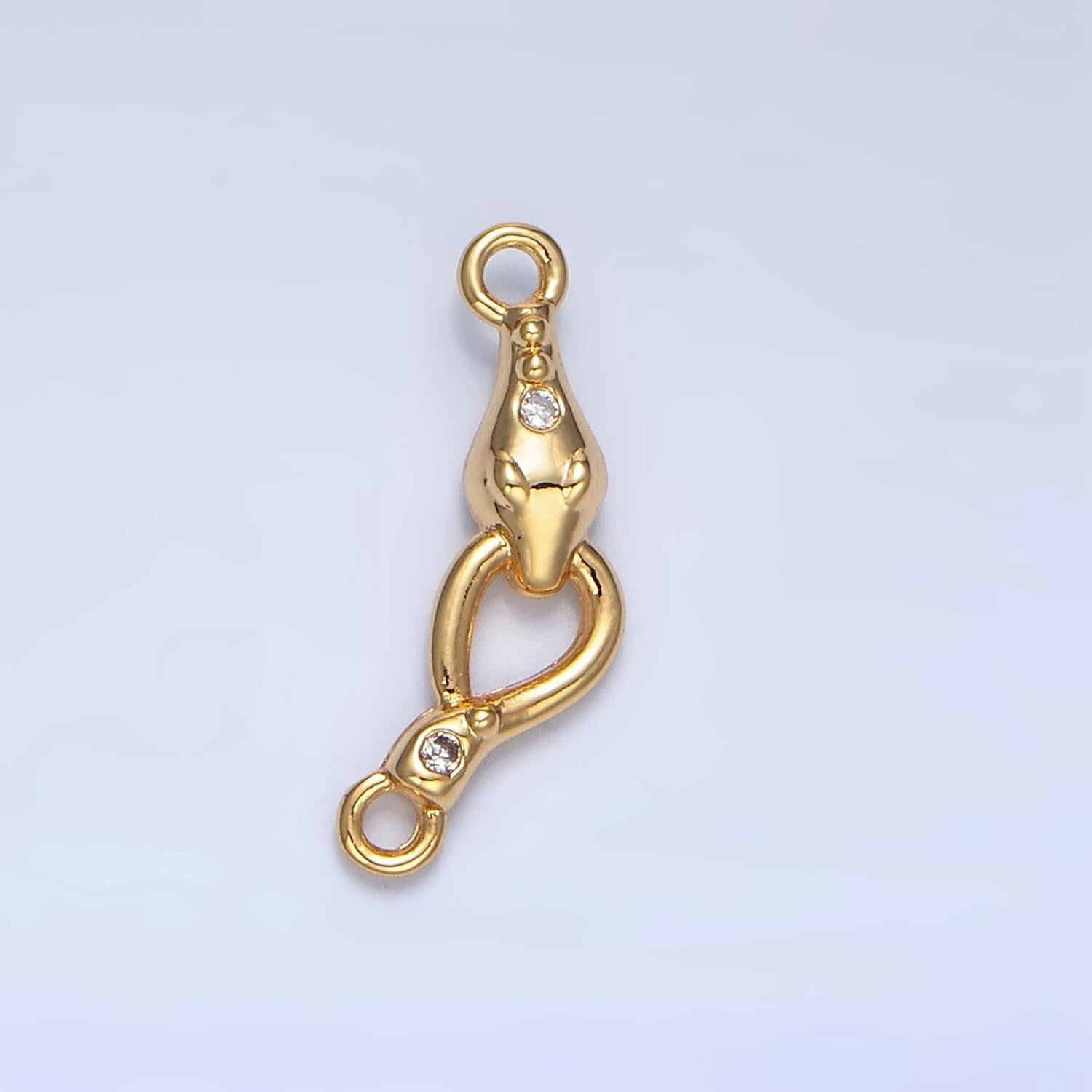 Mini gold cz snake charm connector, 14k gold filled clear micro paved cz snake link connector f499