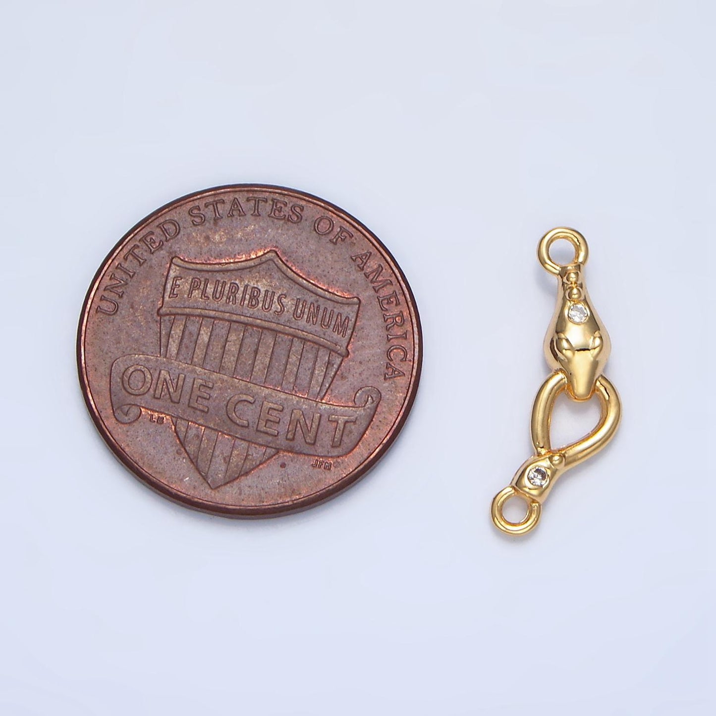 Mini gold cz snake charm connector, 14k gold filled clear micro paved cz snake link connector f499
