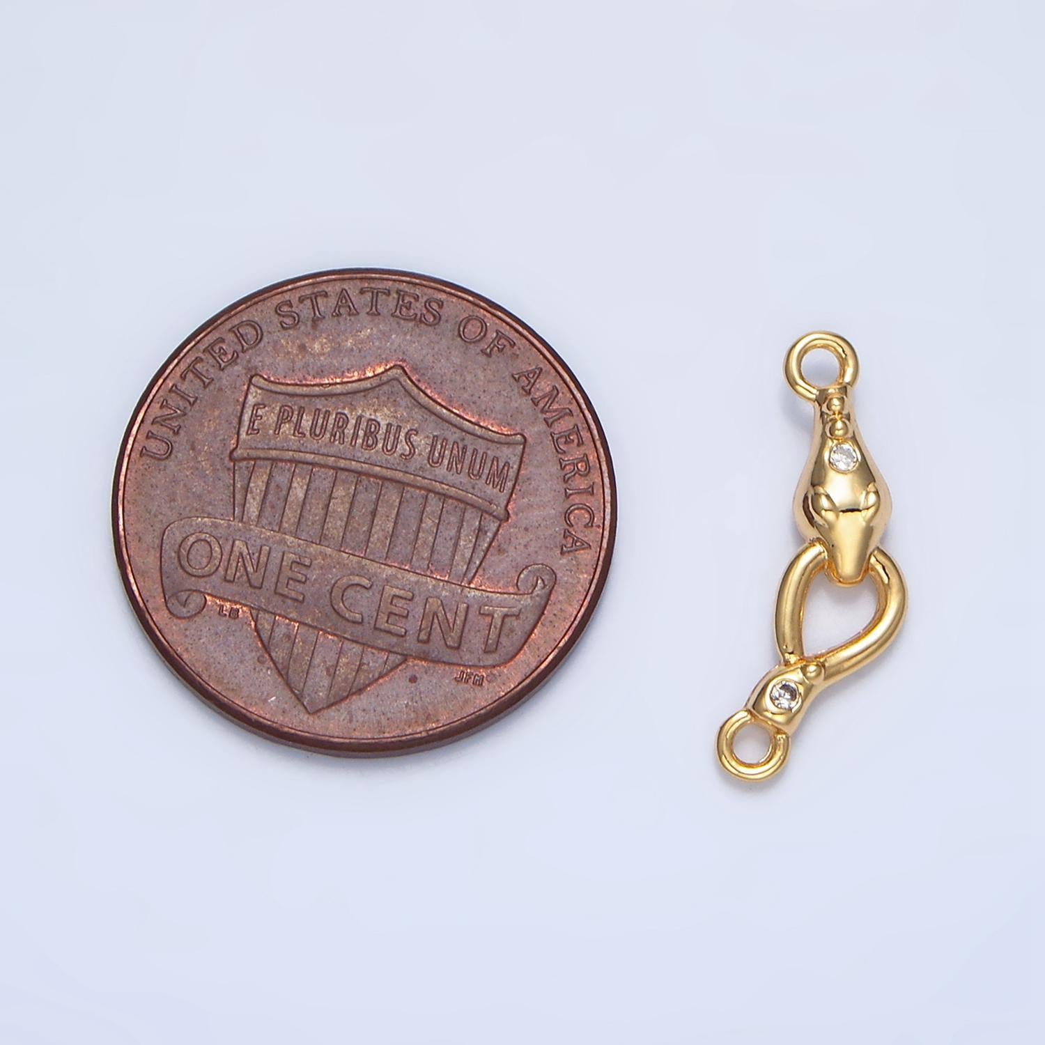 Mini gold cz snake charm connector, 14k gold filled clear micro paved cz snake link connector f499