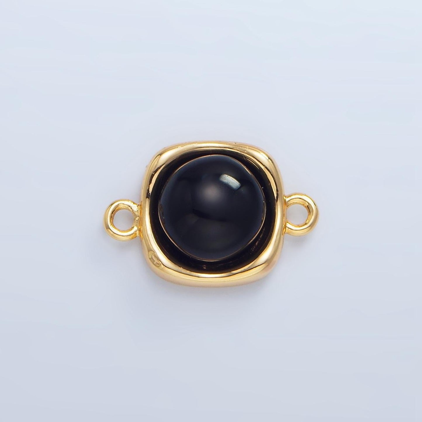 Black onyx embedded in 24k gold filled connector in gold & silver | f-498
