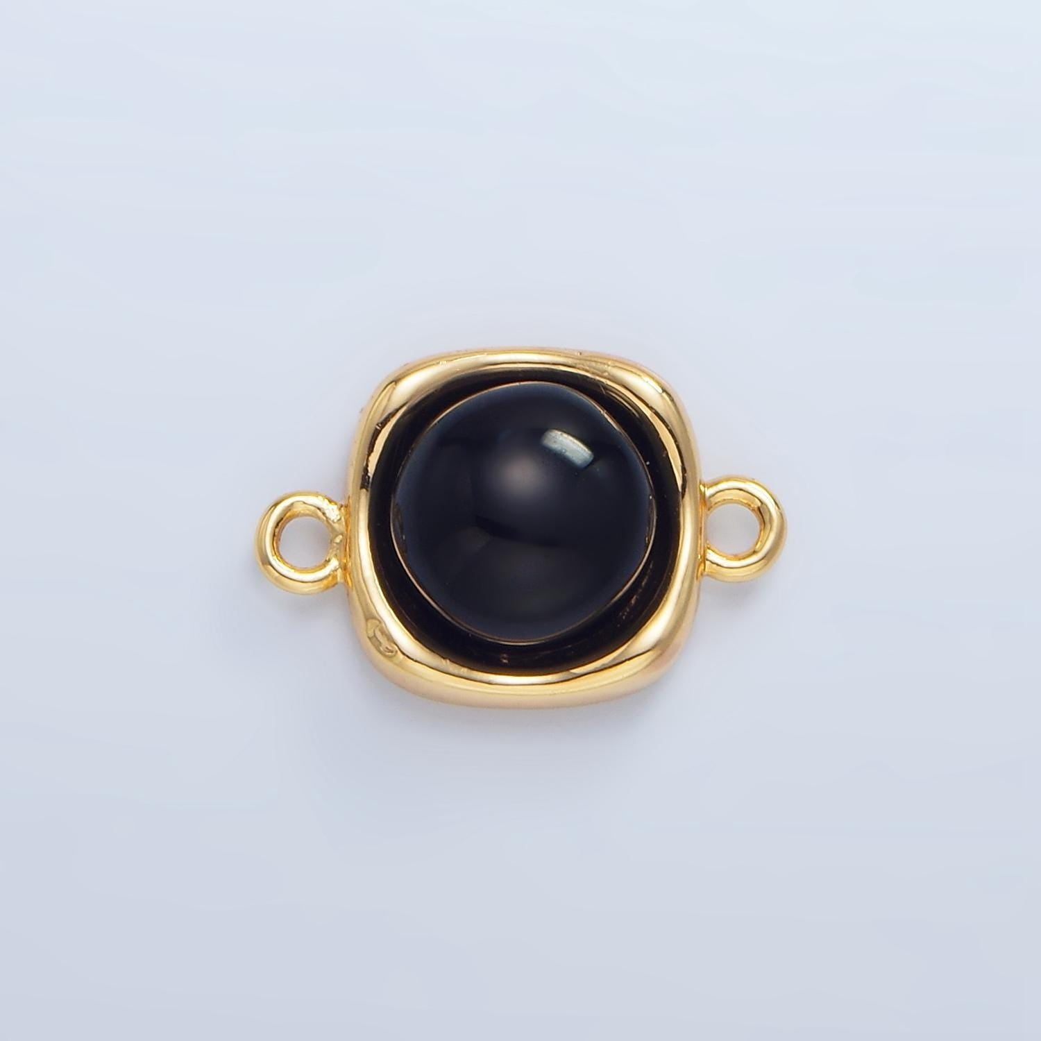 Black onyx embedded in 24k gold filled connector in gold & silver | f-498