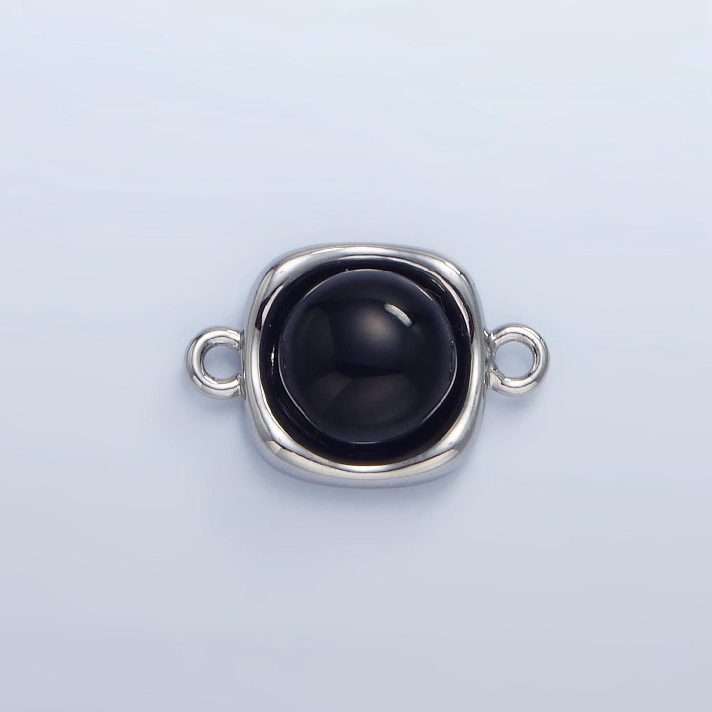 Black onyx embedded in 24k gold filled connector in gold & silver | f-498