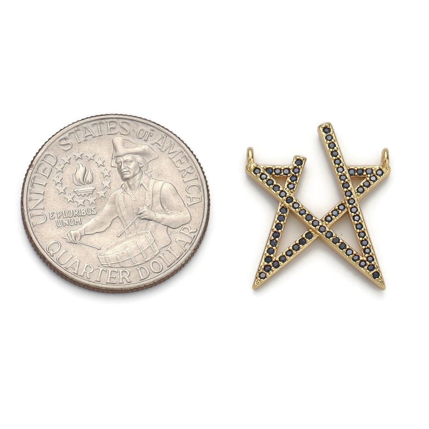 1pc gold star micro pave connector charm, cubic zirconia pendant charm, for diy jewelry, gold color