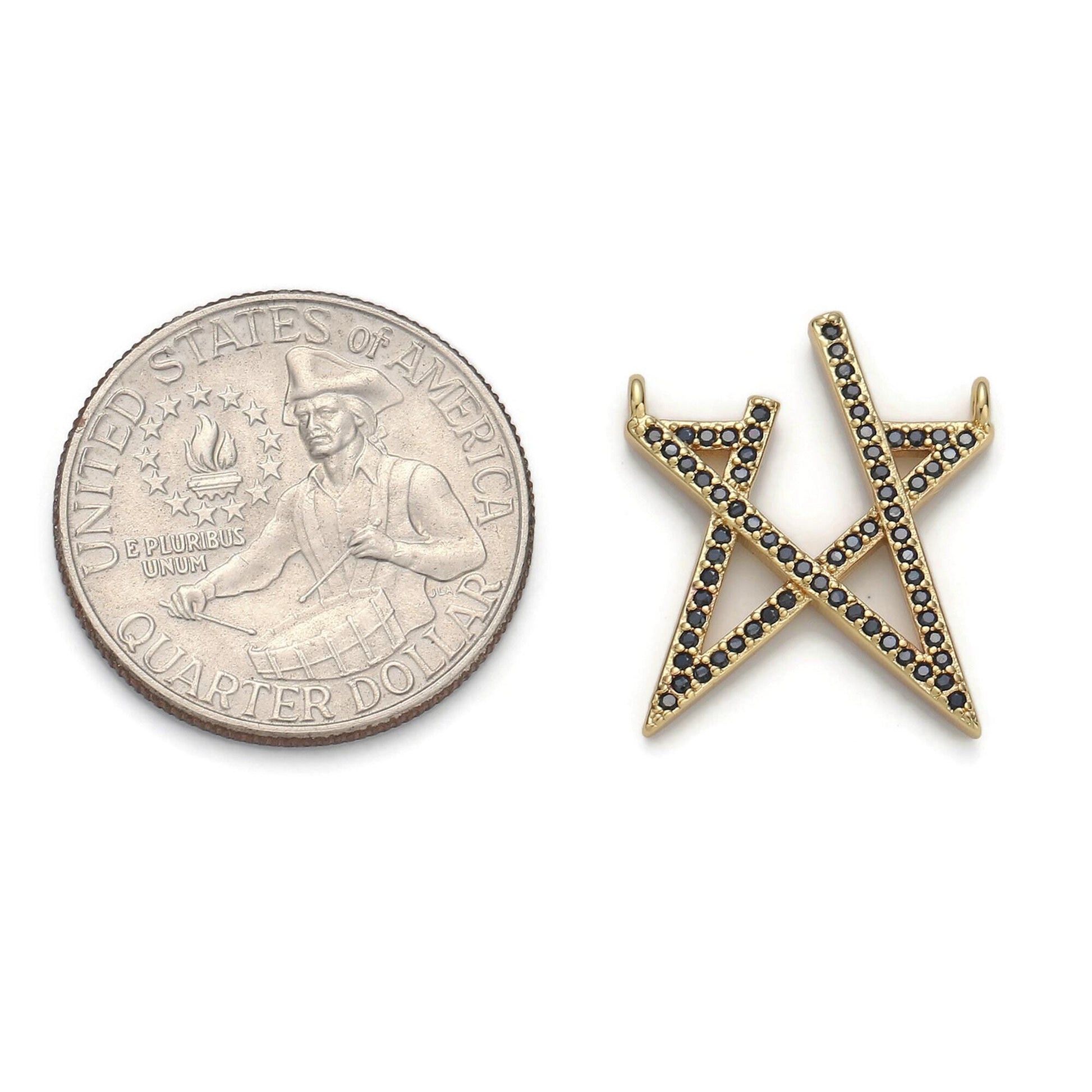 1pc gold star micro pave connector charm, cubic zirconia pendant charm, for diy jewelry, gold color