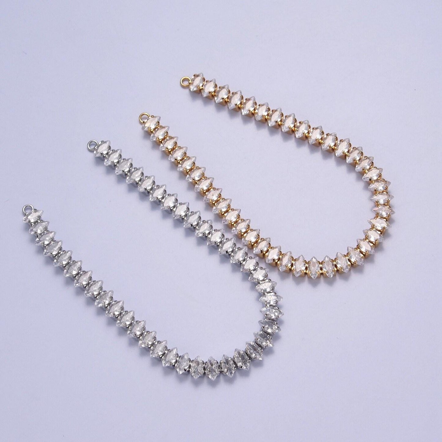 24k gold filled clear cz marquise paved connector bendable long bar connector for diy necklace component f-222